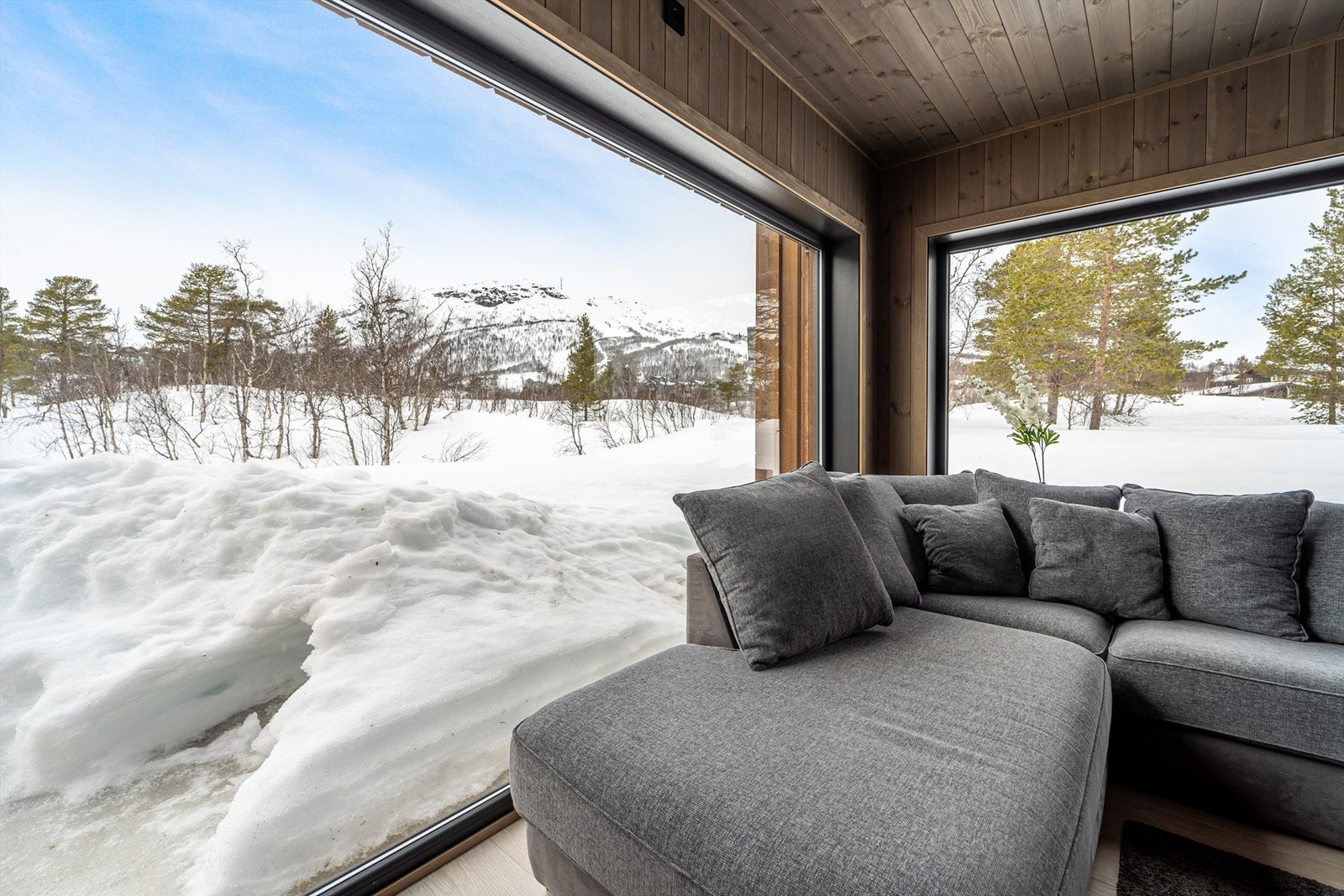 Stue med utsikt mot skisenteret. Galleribilde
