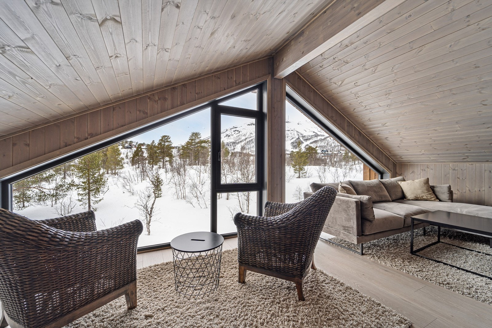 God utsikt mot skisenteret i loftstuen. Galleribilde
