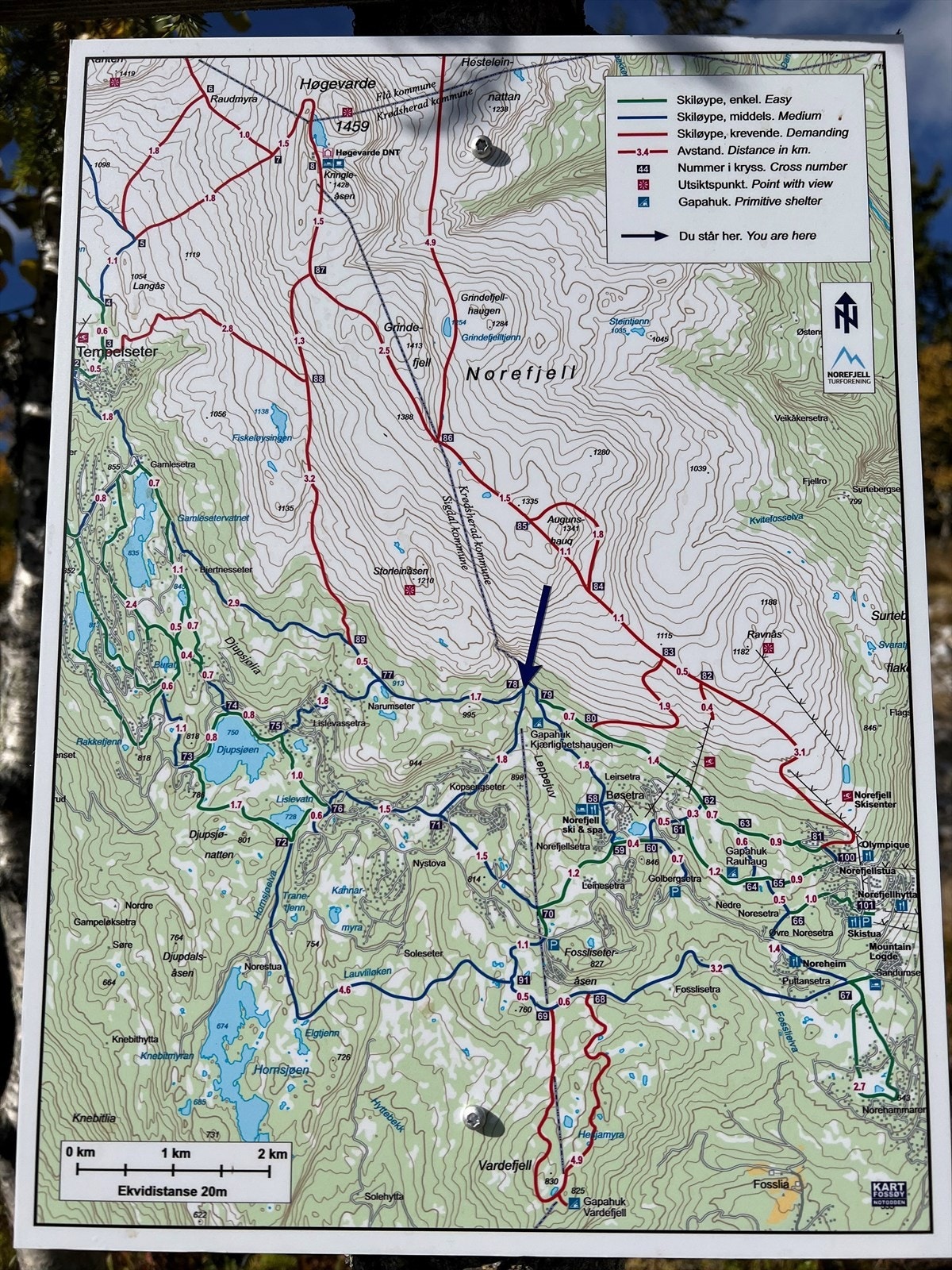 Norefjell - Løypekart langrenn. Galleribilde