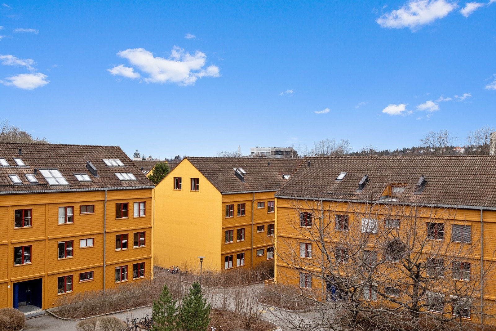 Utsikt over tunet og borettslaget. Galleribilde