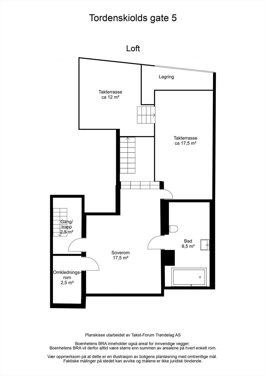 Planskisse loft (hovedleilighet) Galleribilde