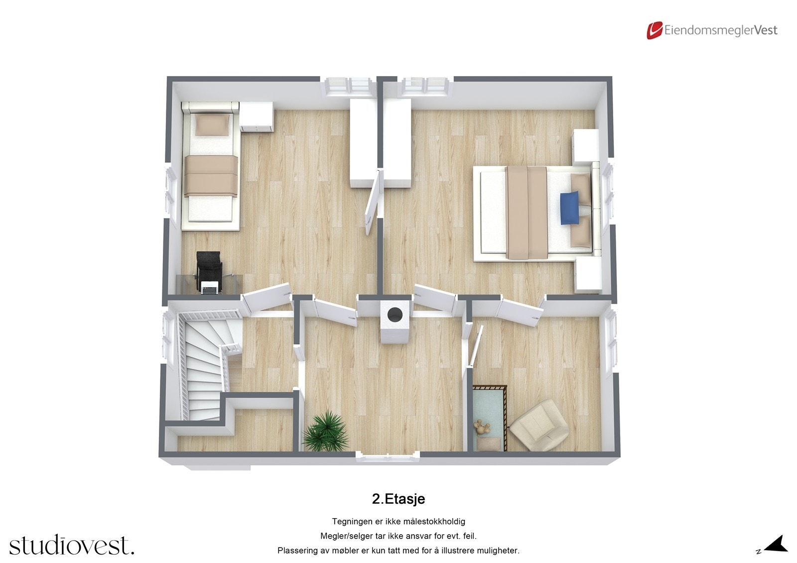 Planskisse 3D: Loft. Galleribilde