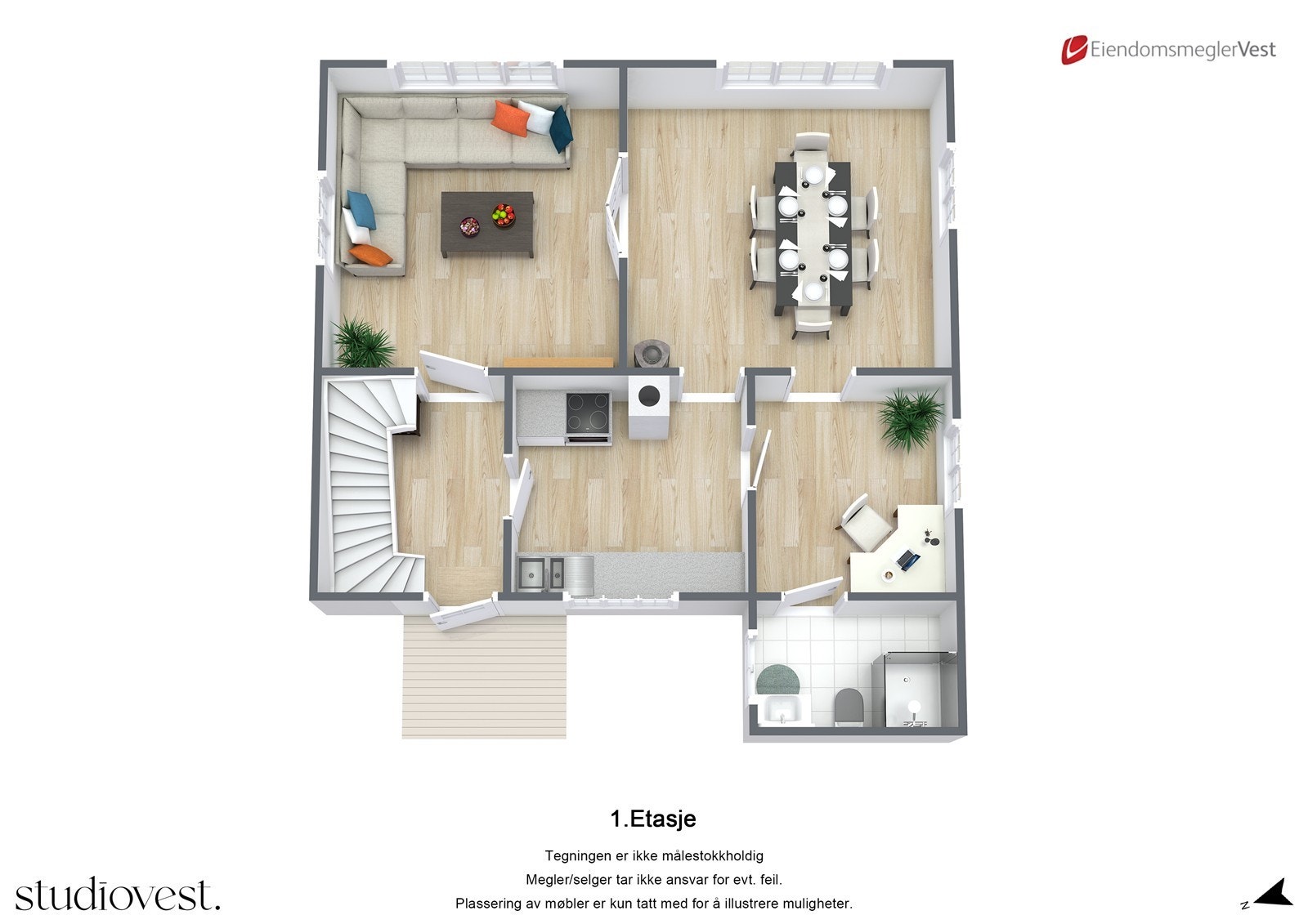 Planskisse 3D: 1. etasje. Galleribilde