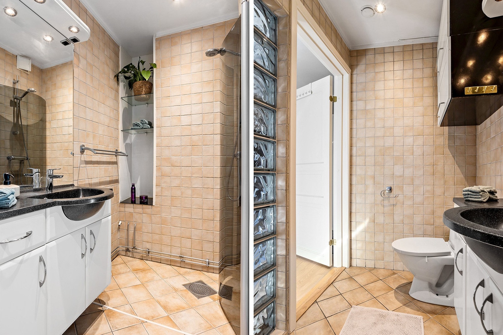 Badet er flislagt og har behagelig varme i gulv. Galleribilde