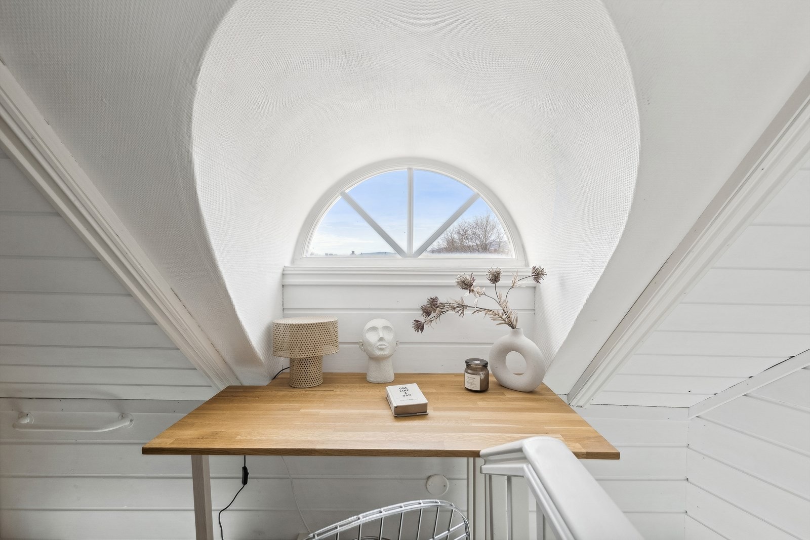 Her har man en plassbygget pult ved takvinduet Galleribilde