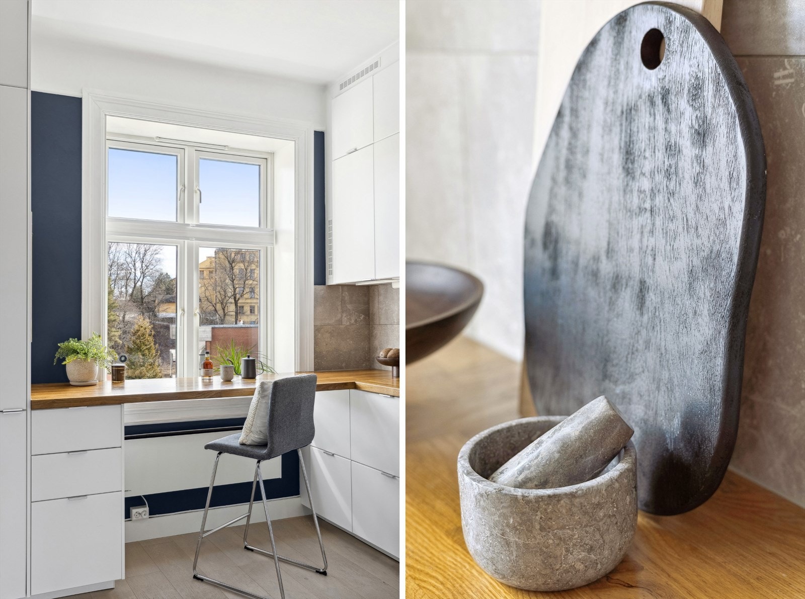 Flott solinnslipp på morgen/formiddag gjennom de store vindusflatene - Her kan morgenkaffen nytes med hyggelig utsyn mot den frodige bakgården Galleribilde