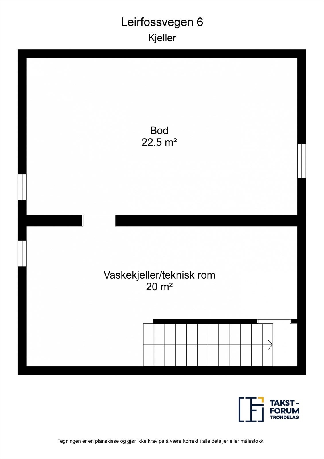 Kjelleren er innredet med teknisk vaskekjeller/teknisk rom og bod. Galleribilde