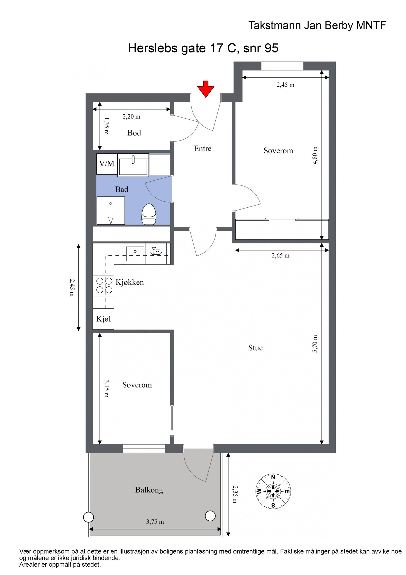 Plantegning. Med boligen følger også garasjeplass og bod i kjeller. Galleribilde