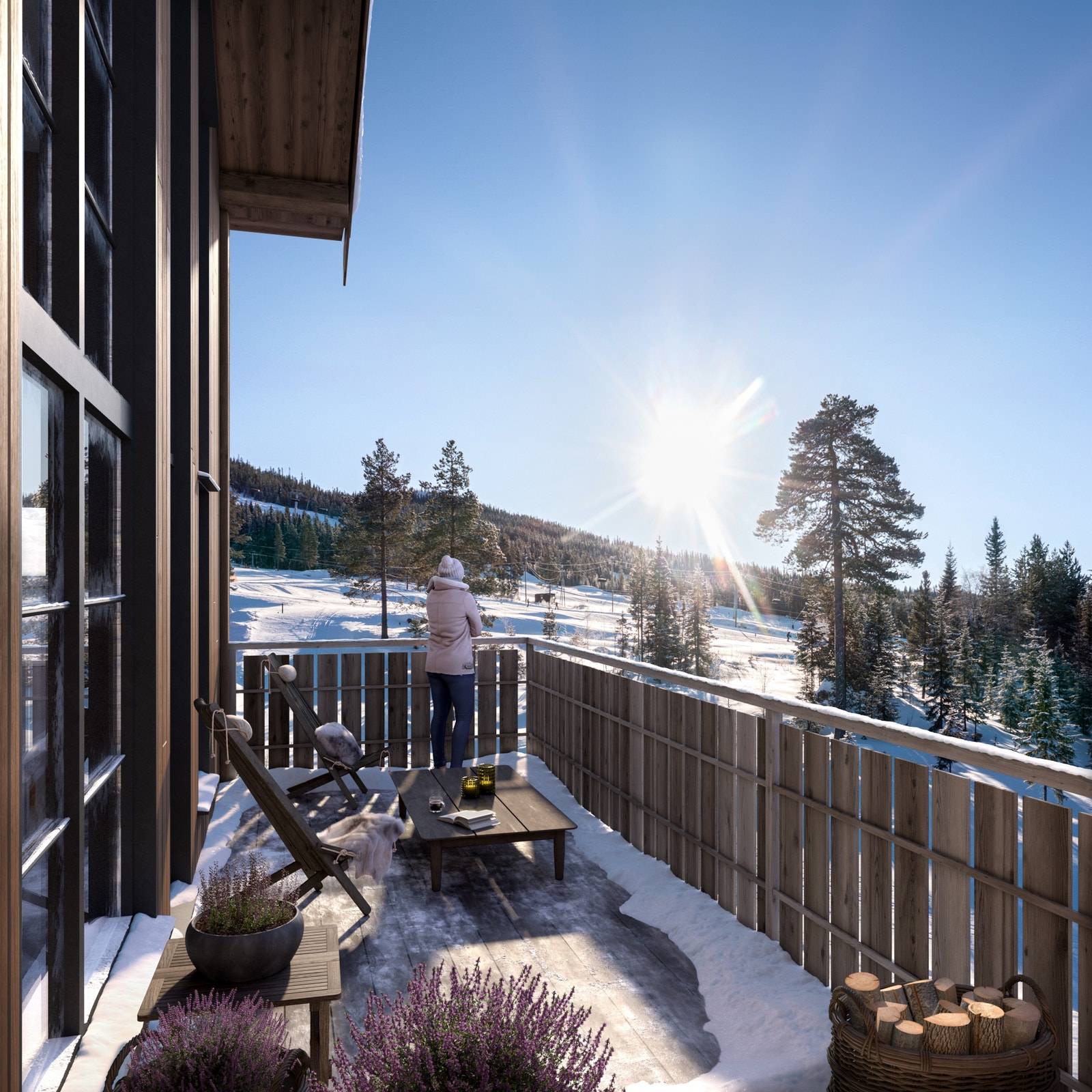 Fra leiligheten blir det flott utsikt ut over nærområdet og Nesfjellet Alpin - Dette er en 3D-illustrasjon og avvik kan forekomme Galleribilde