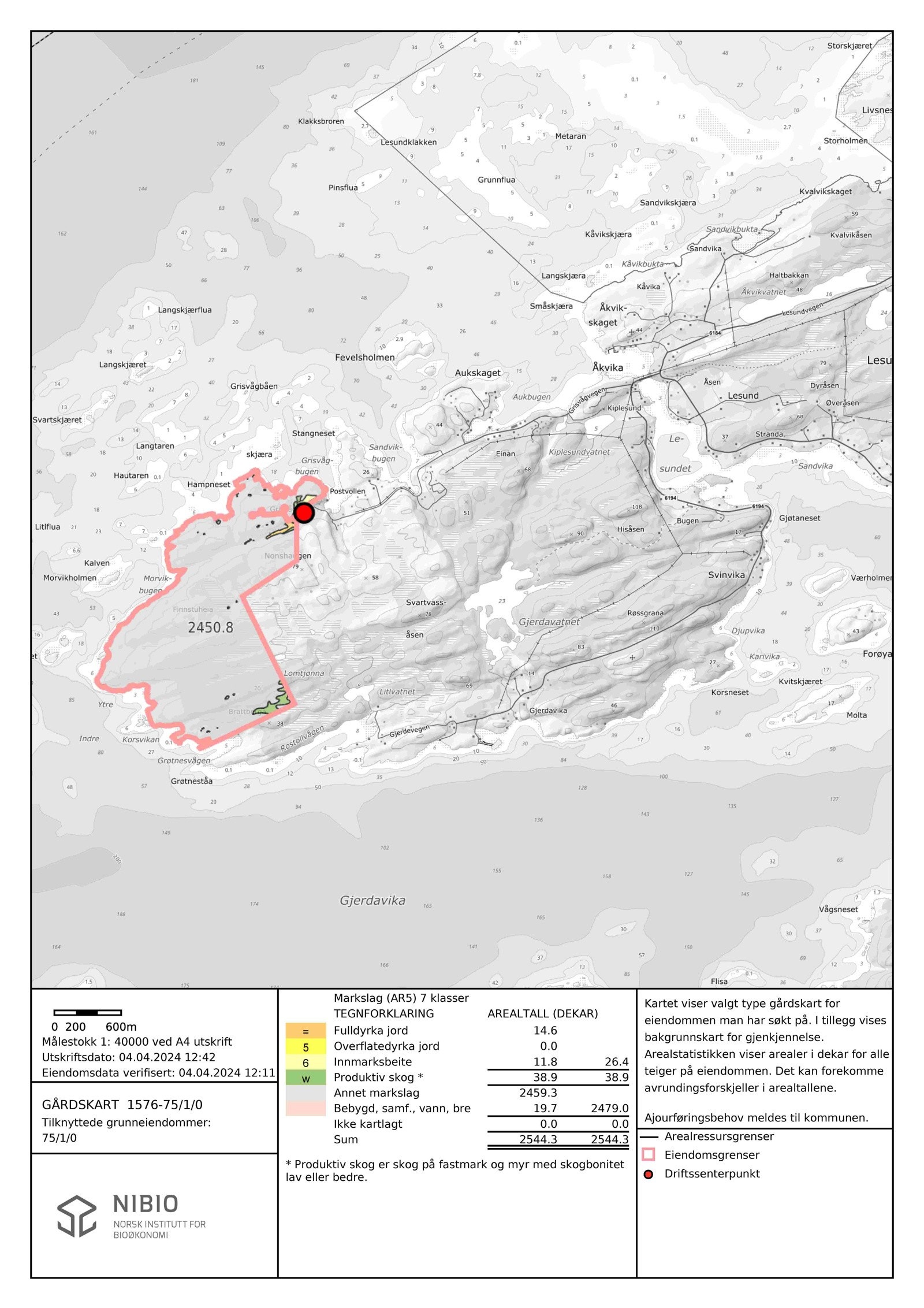Kart over eiendommen Galleribilde