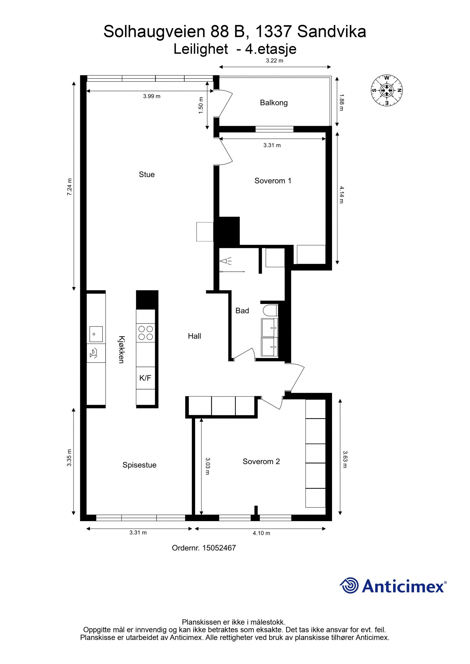 Planskisse - Opprinnelig var leiligheten en 4-roms, kontakt megler for info Galleribilde