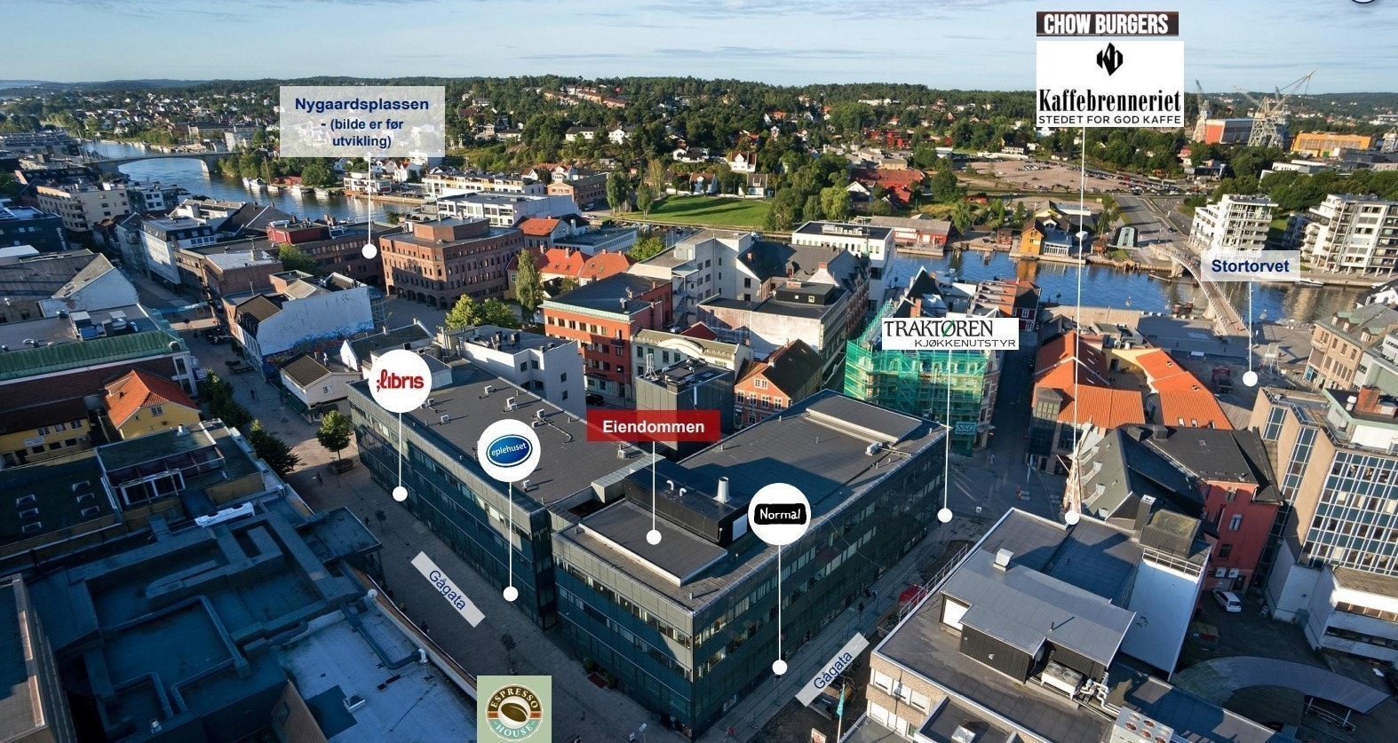 Brage Fram-gården midt i hjerte av Fredrikstad sentrum. Galleribilde