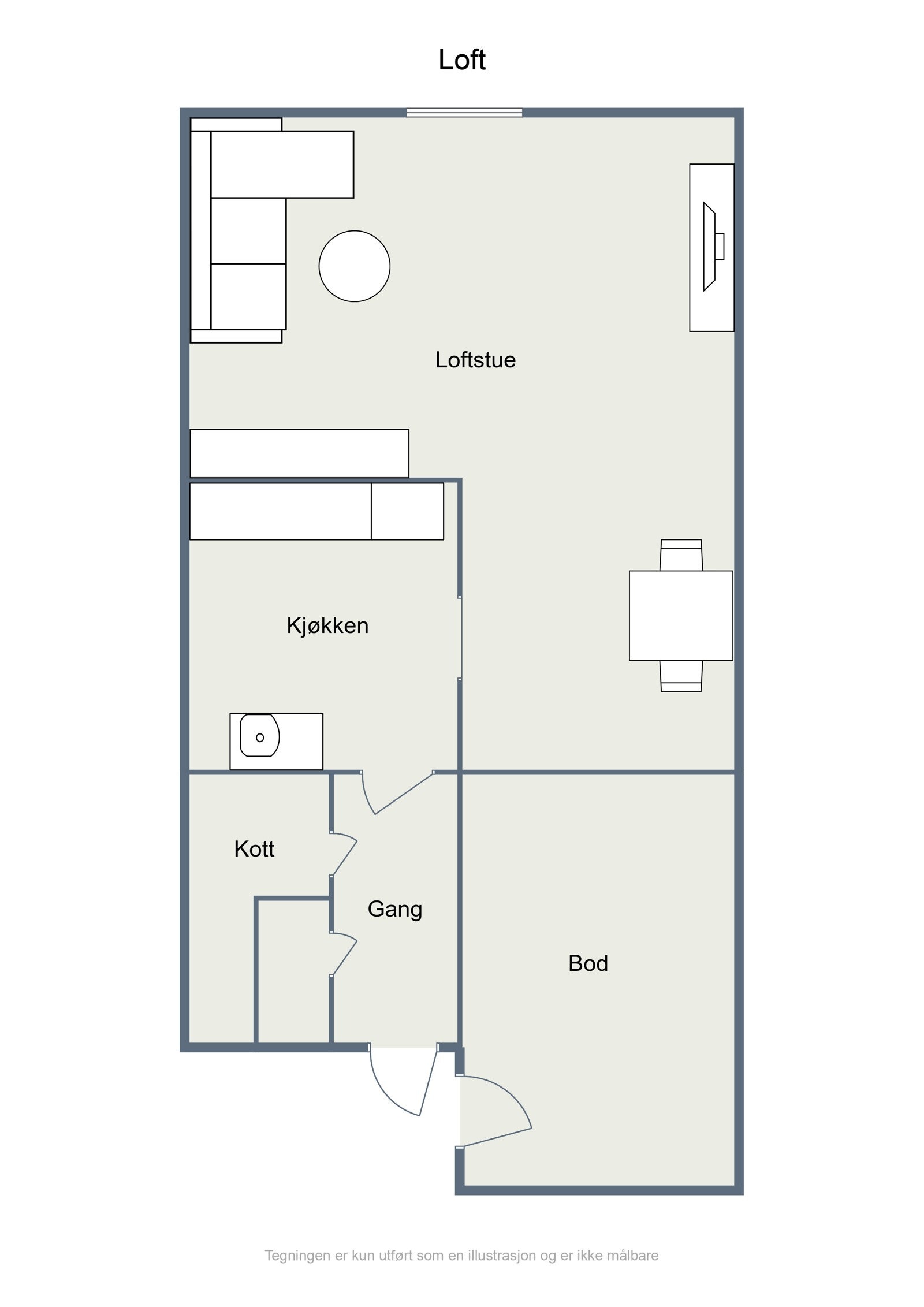 Plantegning loft (Ikke etter byggegodkjente tegninger). Galleribilde