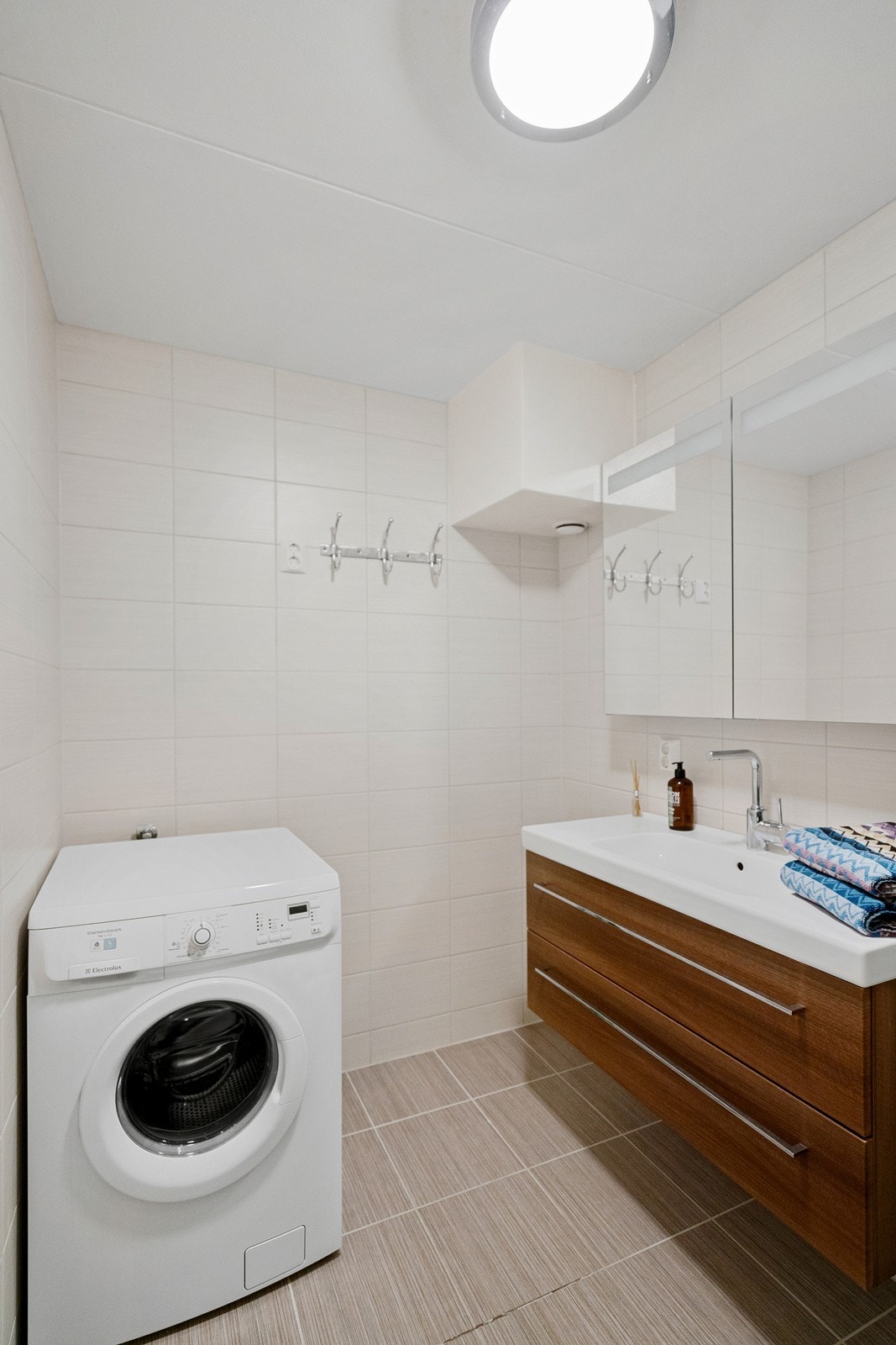 Opplegg til vaskemaskin på bad. Galleribilde