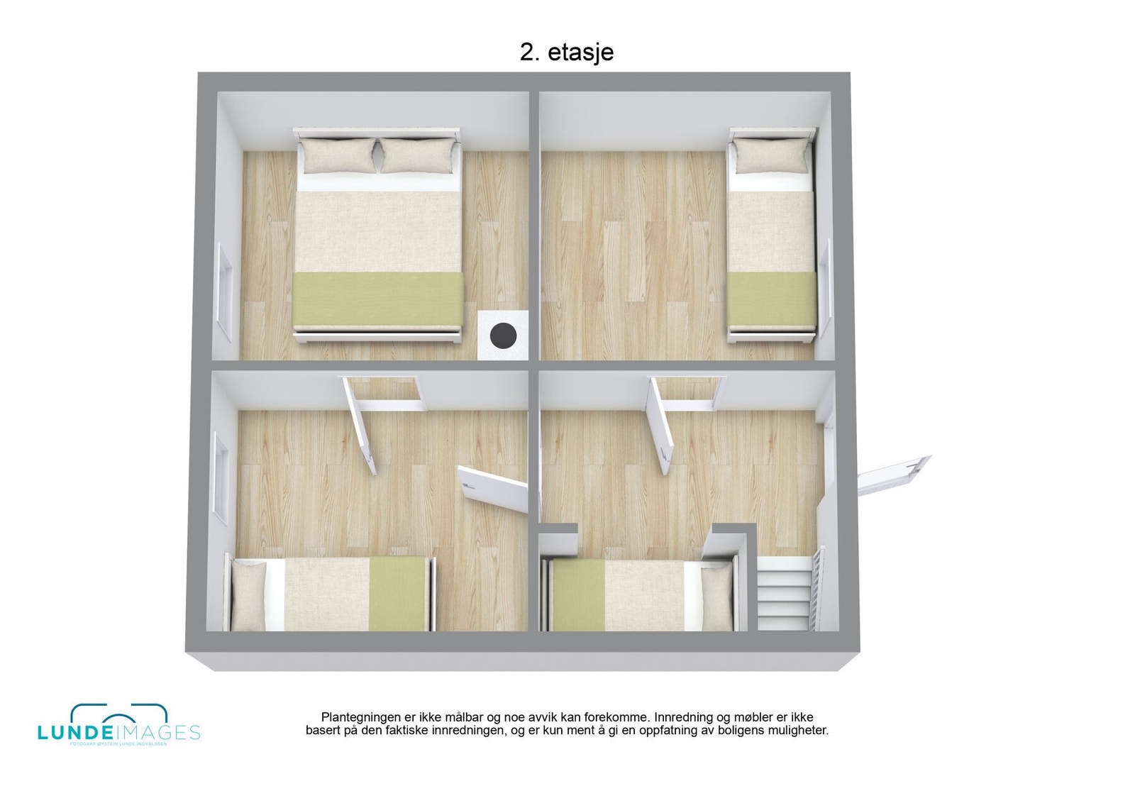 Plantegning 2. etasje 3D - ikke målbar Galleribilde