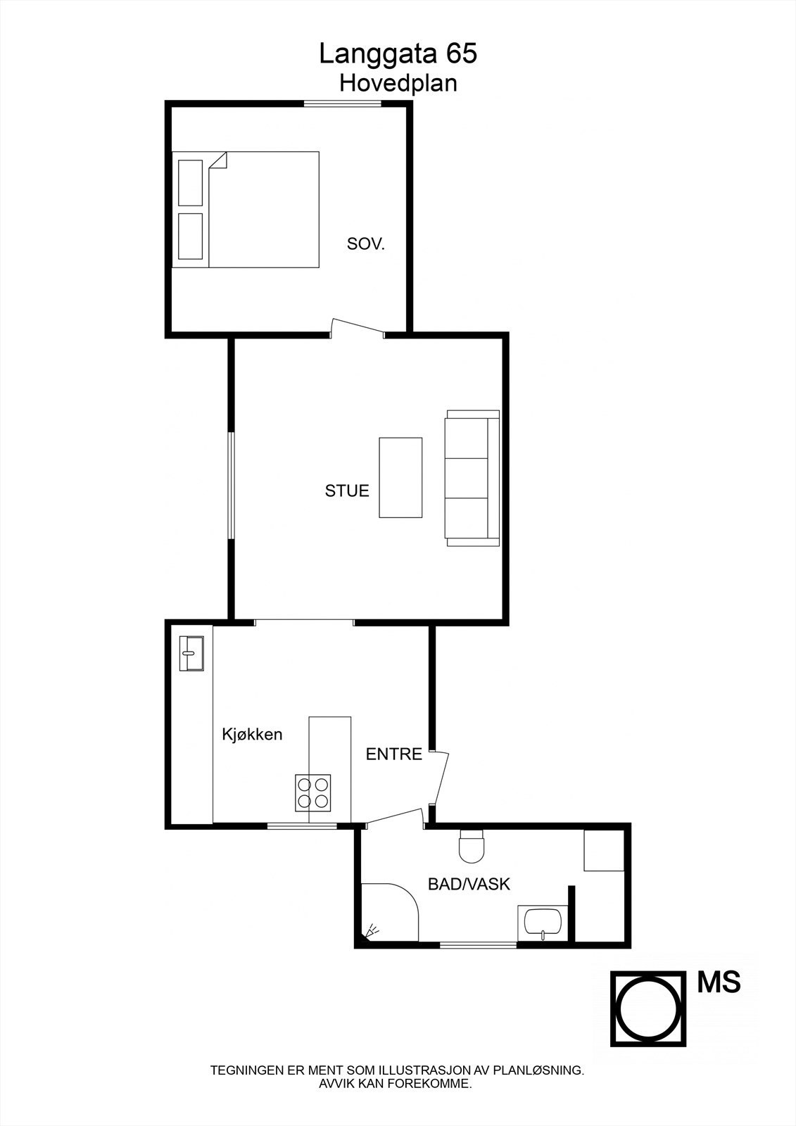 Floorplan letterhead - Langgata 65 - Hovedplan - 2D Floor Plan Galleribilde