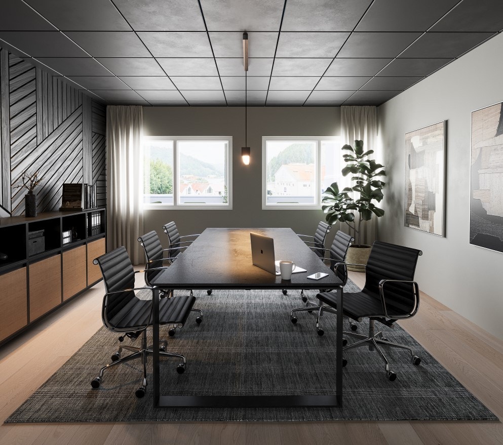 Her er en illustrasjon på et mulig møterom - det er i tillegg til dette et større møterom mot strandgaten med kapasitet på 16-20 mann. Galleribilde