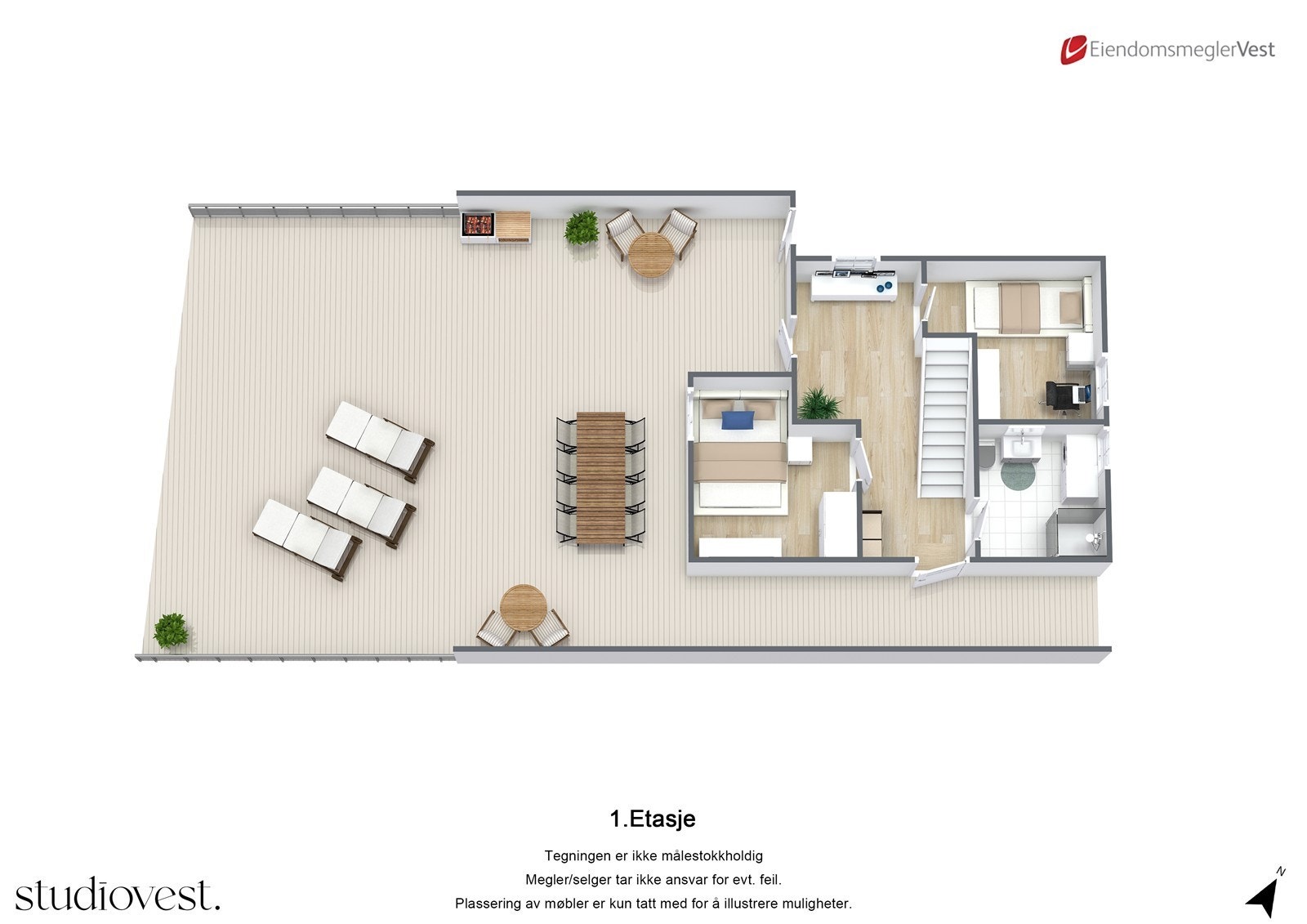 Planskisse 3D: 1. etg. Galleribilde
