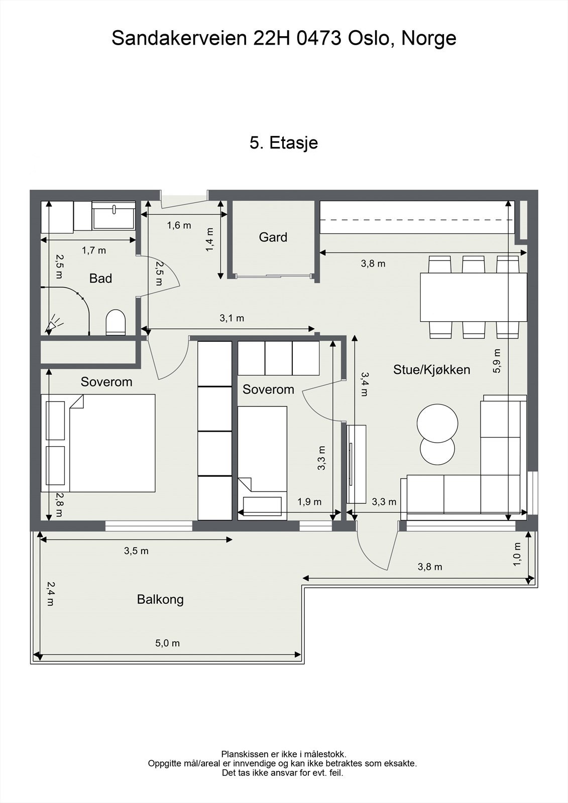 Boligen ligger i byggets 5. etasje og har en praktisk og svært godt utnyttet planløsning! Galleribilde