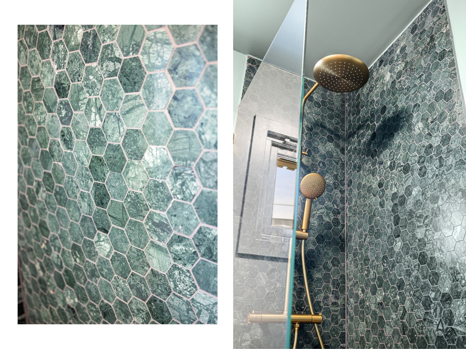 Eksklusive marmorfliser i dusjsonen. Lekker armatur som matcher detaljene i leiligheten. Galleribilde