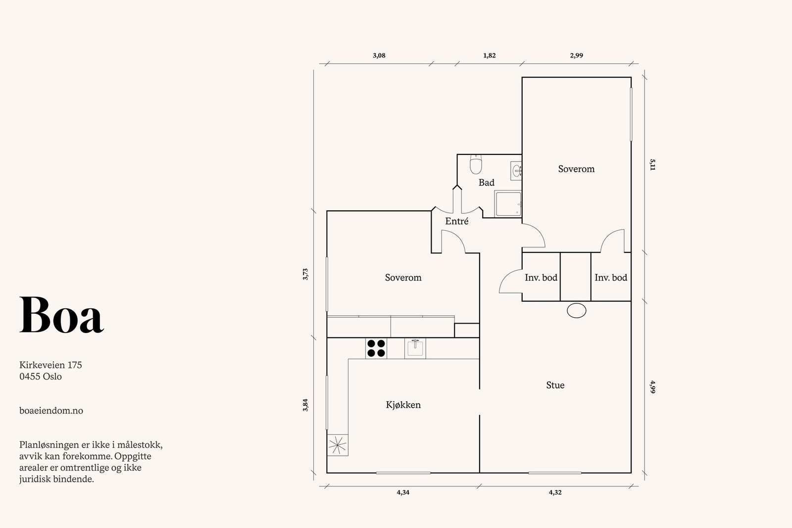 2. etasje: Entré, bad, stue, kjøkken med spiseplass, to soverom og to kott/walk-in closet. Galleribilde