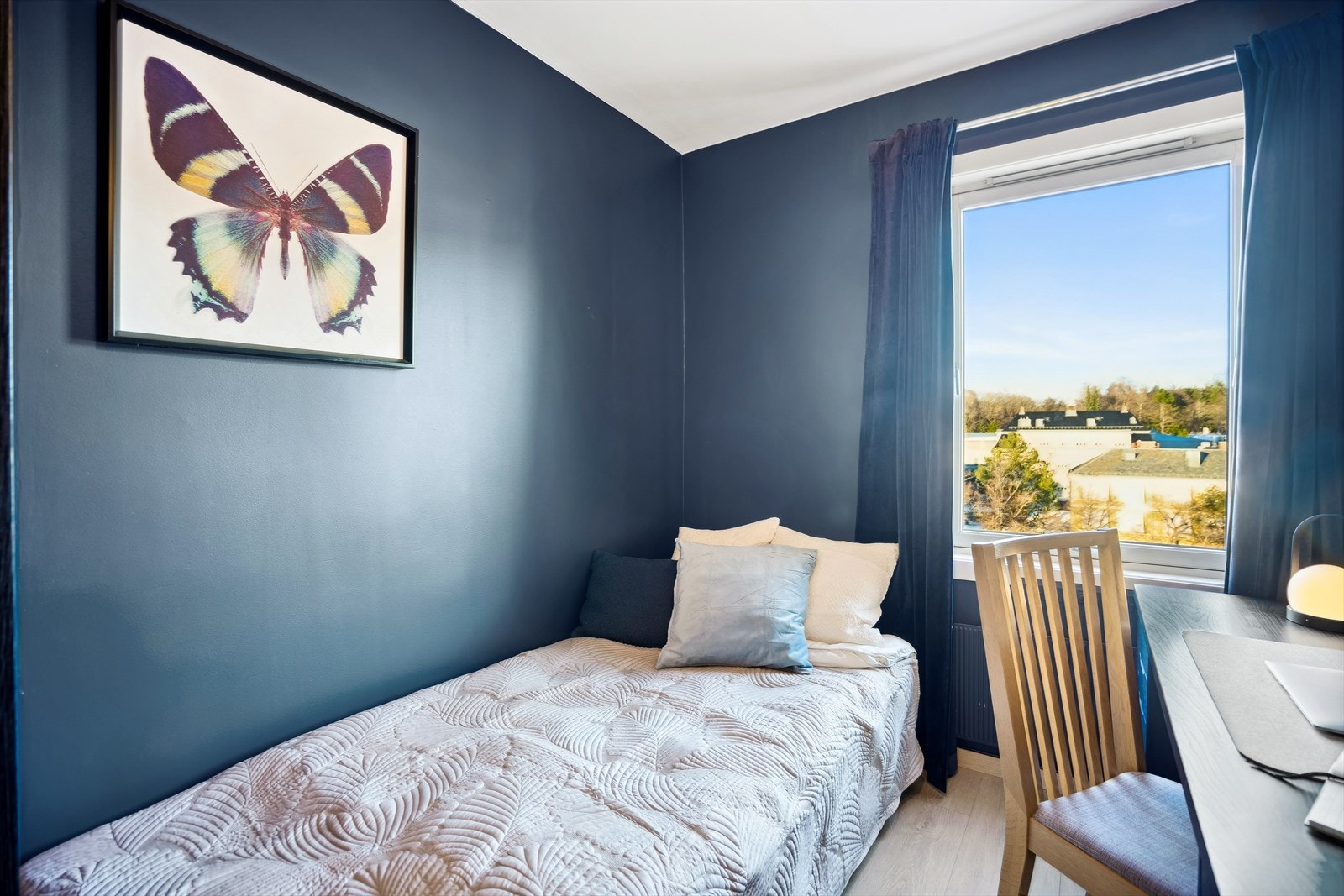 Soverom nr. 2 er i dag innredet som et gjesterom/hjemmekontor. Galleribilde