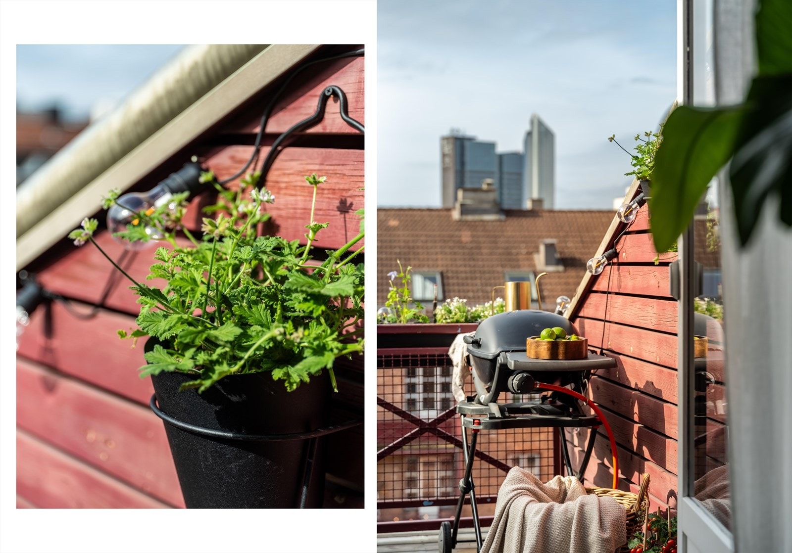 "Takterrassen innbyr til både slaraffenliv og hageliv, og om våren har vi kost oss med å så og plante, og gjøre terrassen klar til sommerbruk." Galleribilde
