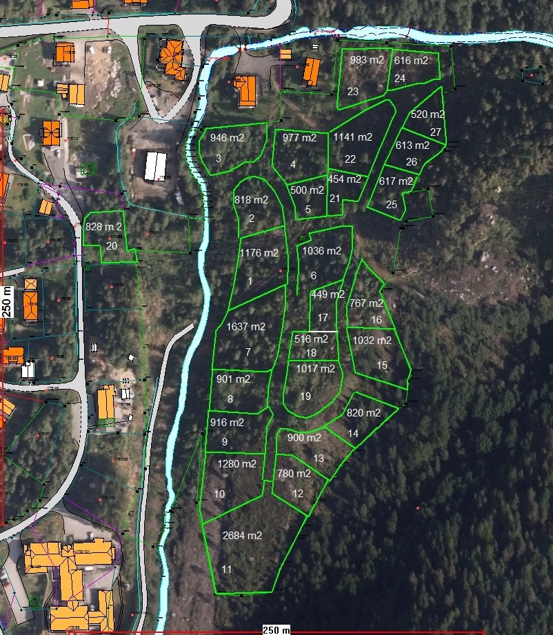 Tomteinndeling - Flyfoto Galleribilde