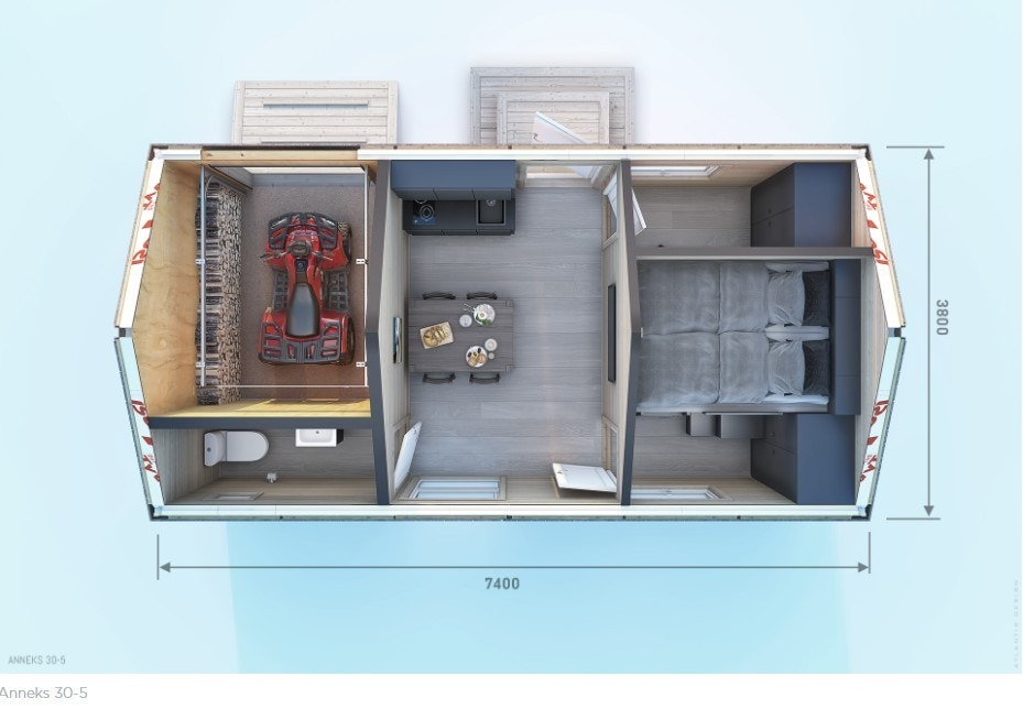 Planløsning anneks. Bod kan benyttes som oppholdsrom. Galleribilde