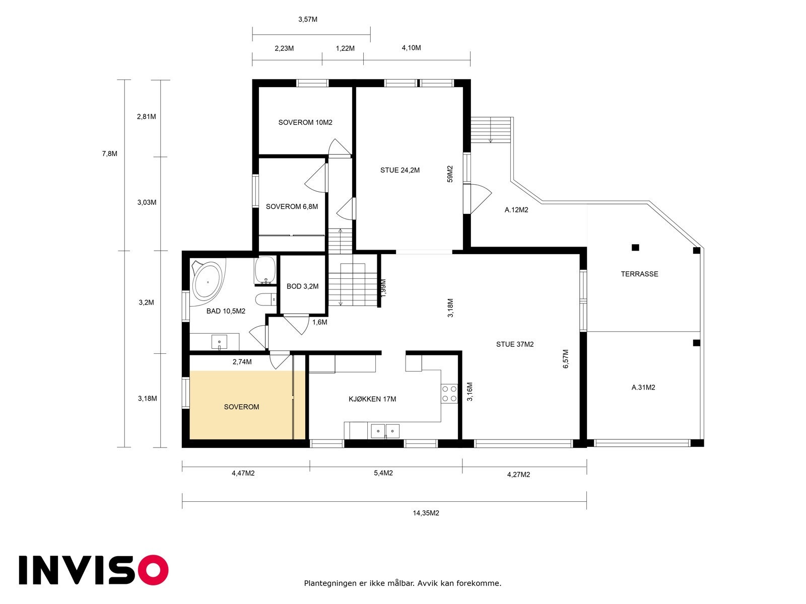 Målsatt plantegning for 2. etasje Galleribilde