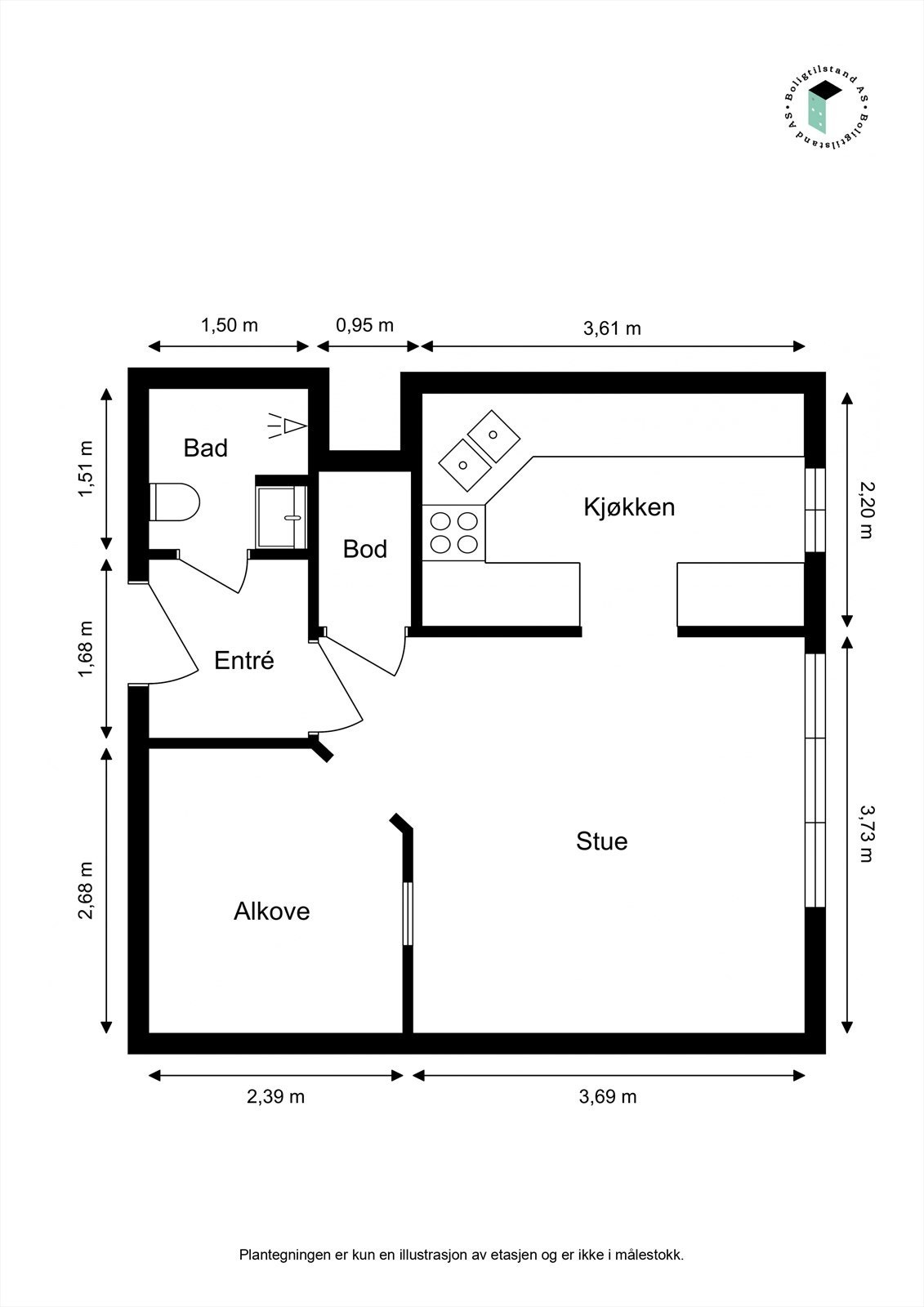 Målsatt plantegning. Galleribilde
