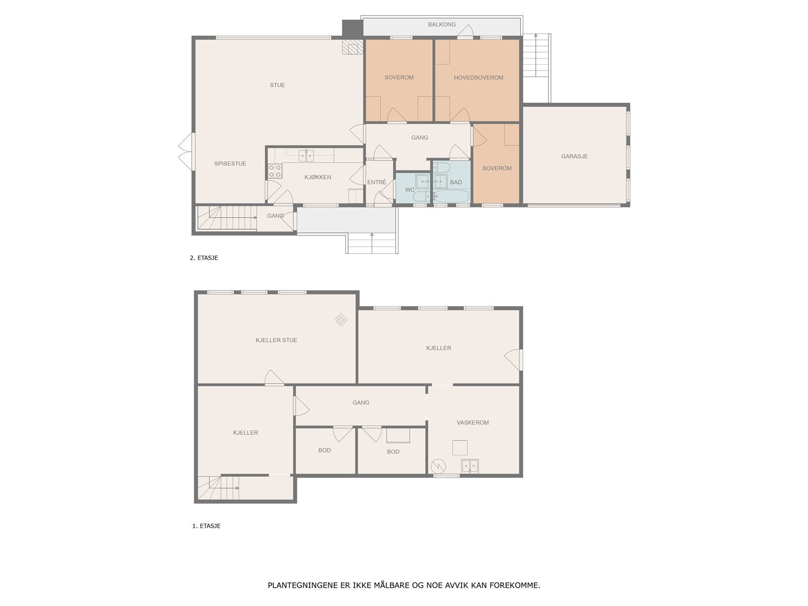 Plantegning begge etasjer. Galleribilde
