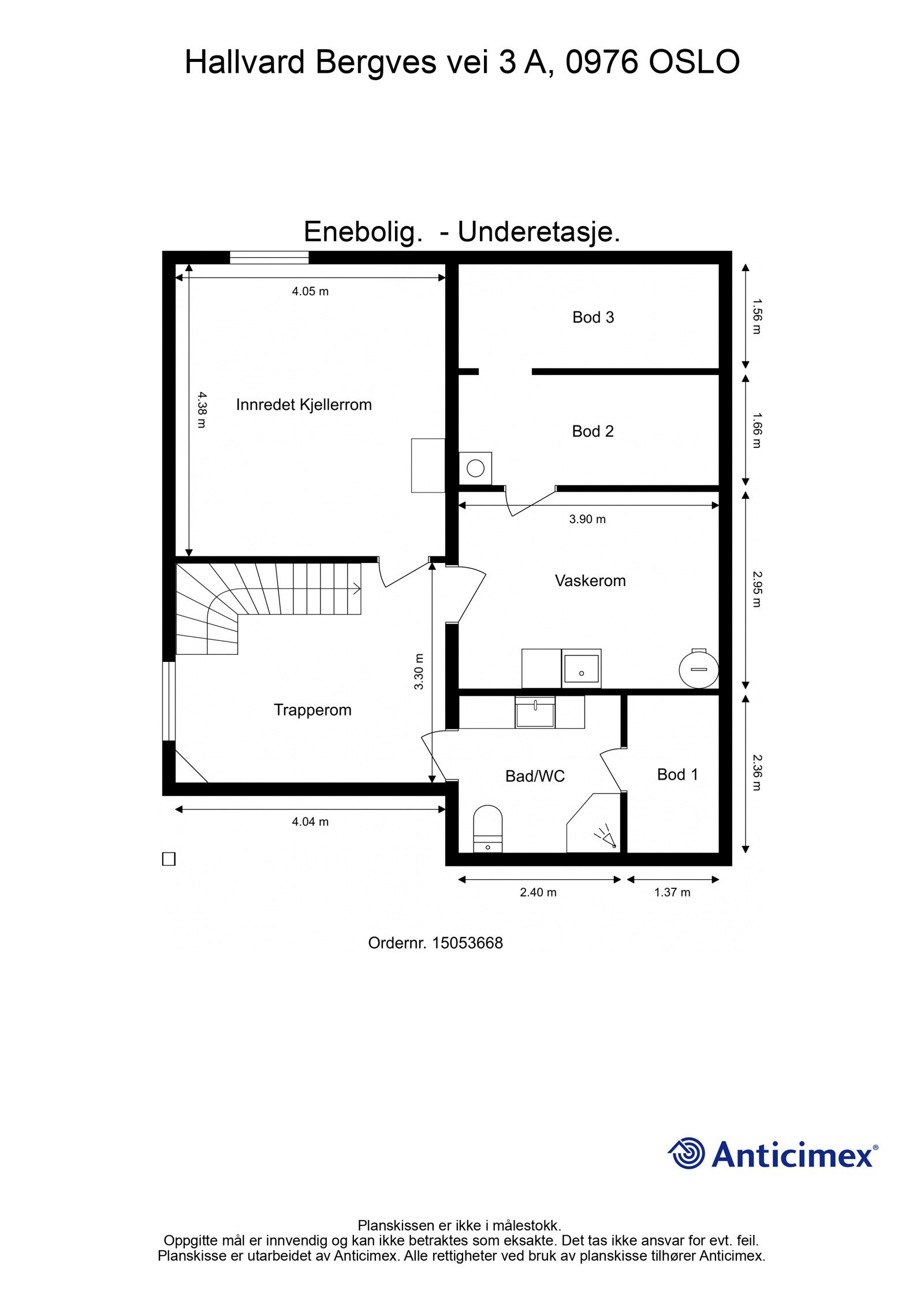 Underetasjen: Trapperom/kontor, bad, vaskerom, innredet rom og 3 fine boder. Galleribilde