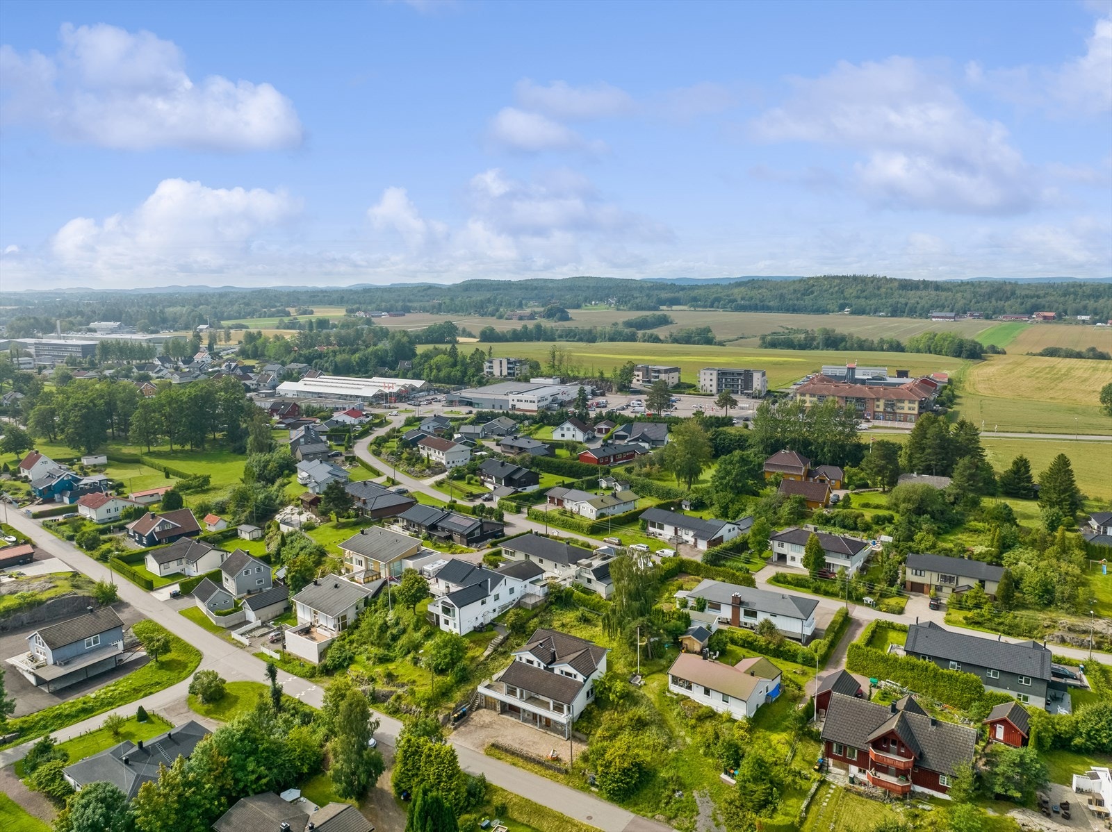 Dronebilde over området Galleribilde