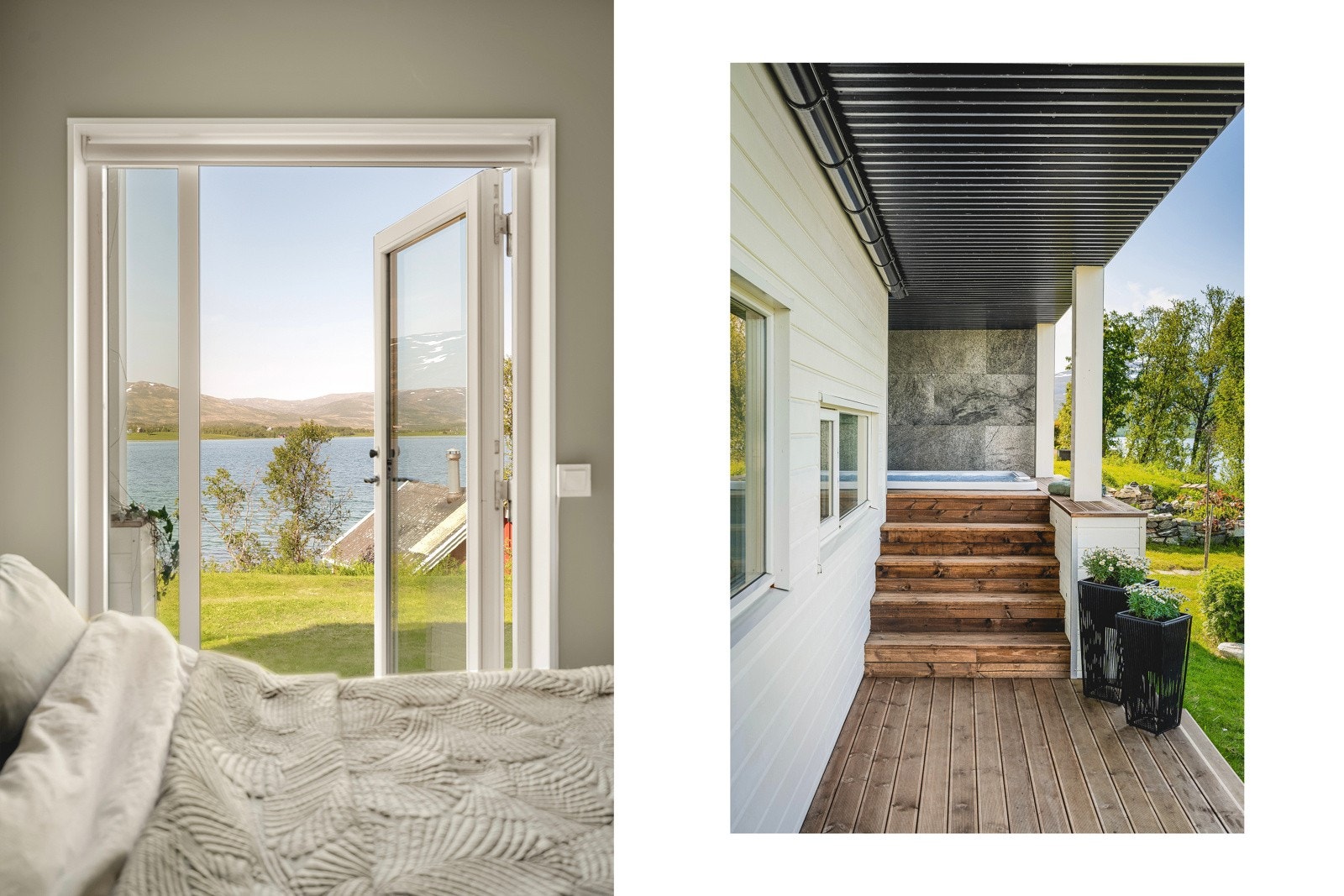 Utgang til terrasse og boblebad fra soverommet. Galleribilde