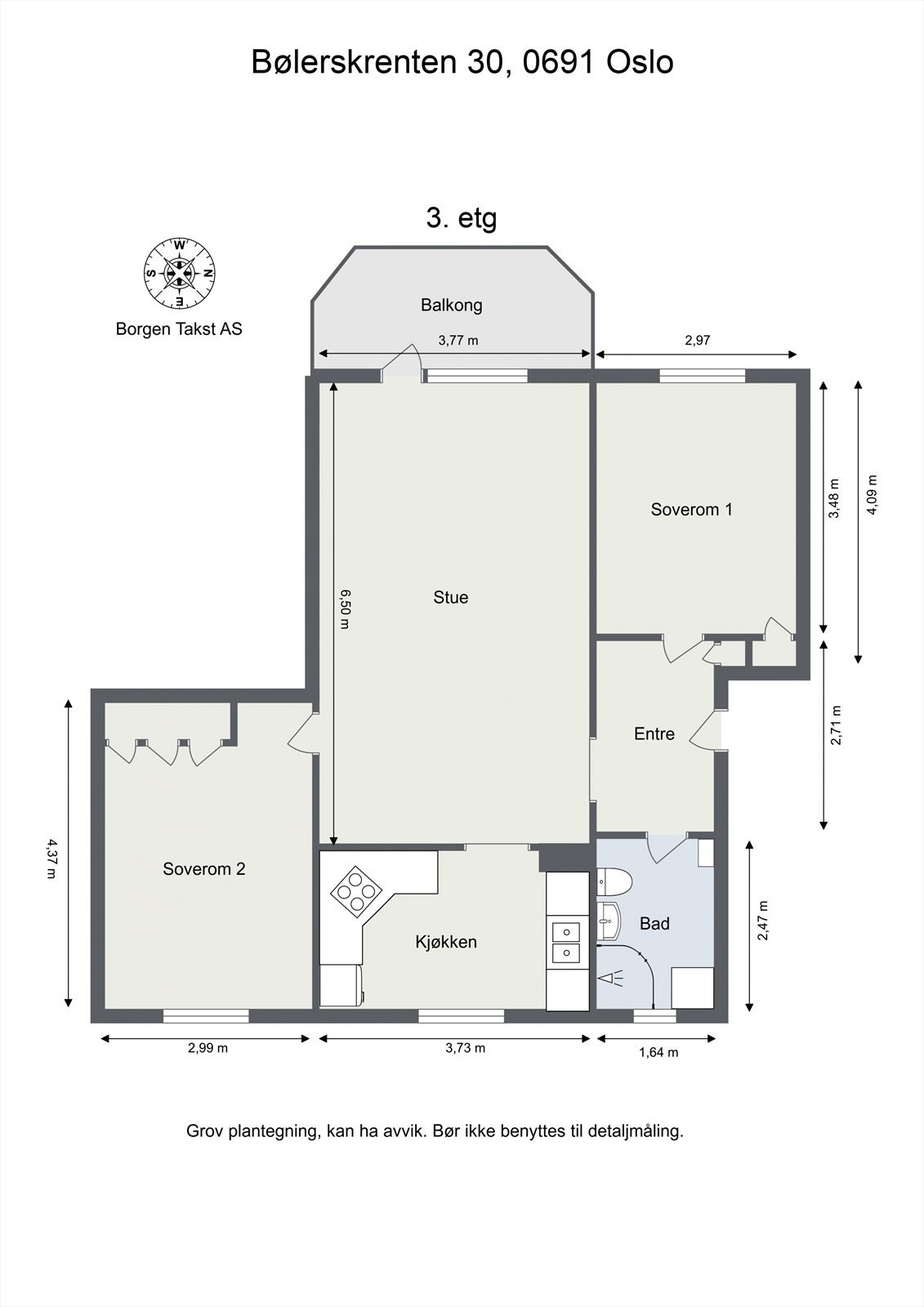 Planskisse med mål. Galleribilde