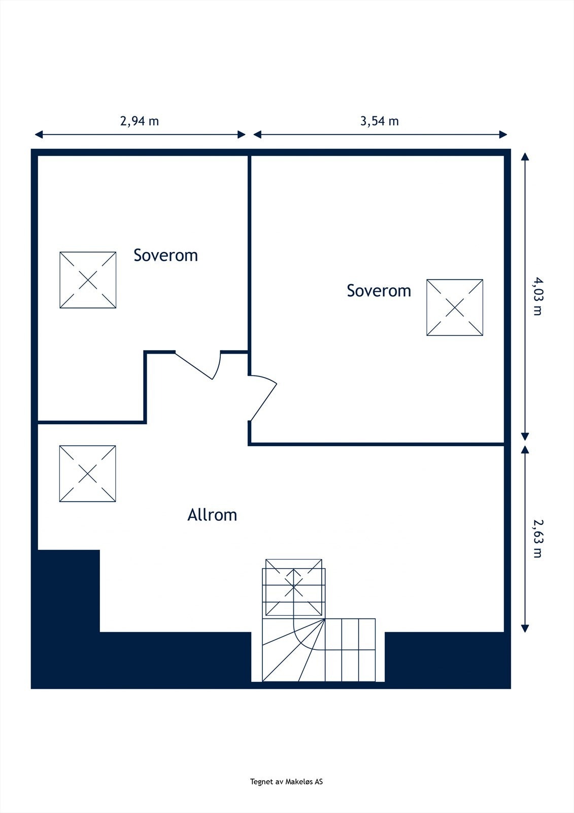 Plantegning loft. Galleribilde