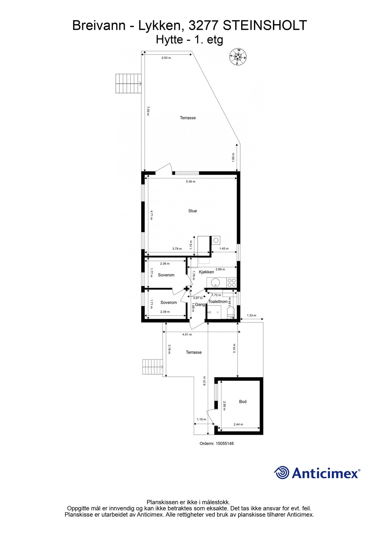 Vi starter med plantegningen slik at du får orientert deg i hytta. Galleribilde