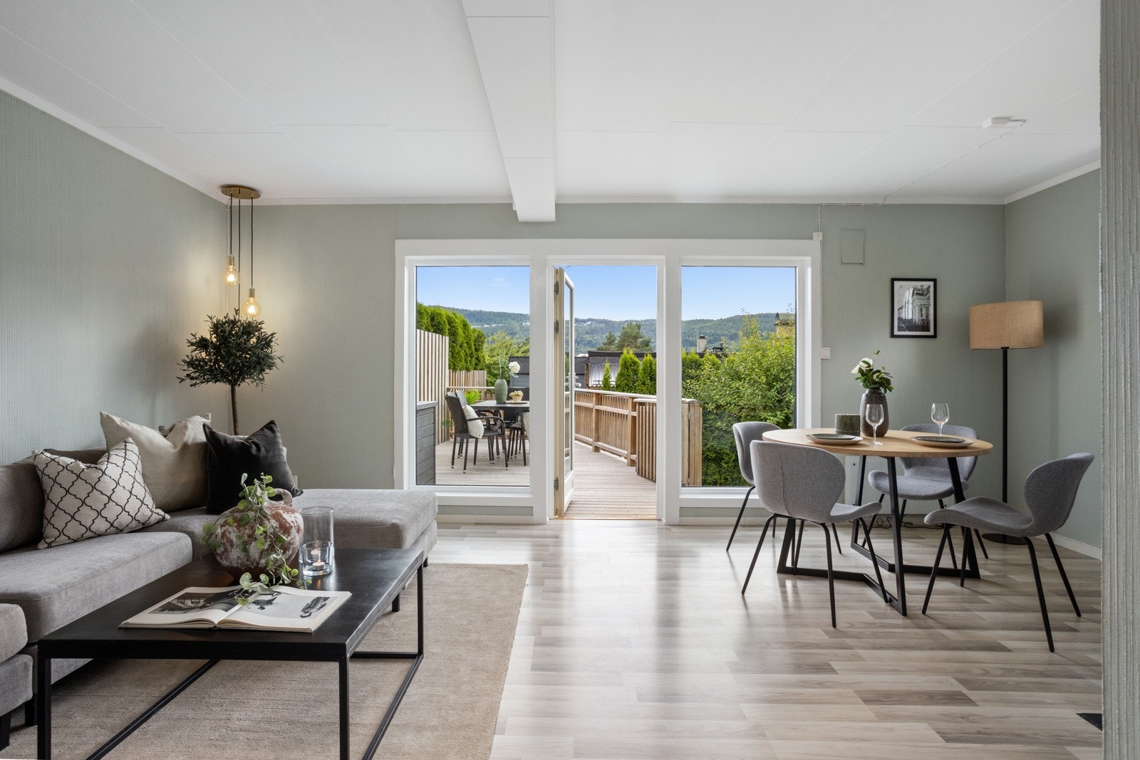 Romslig stue med direkte adkomst til flott hage/terrasse. Galleribilde