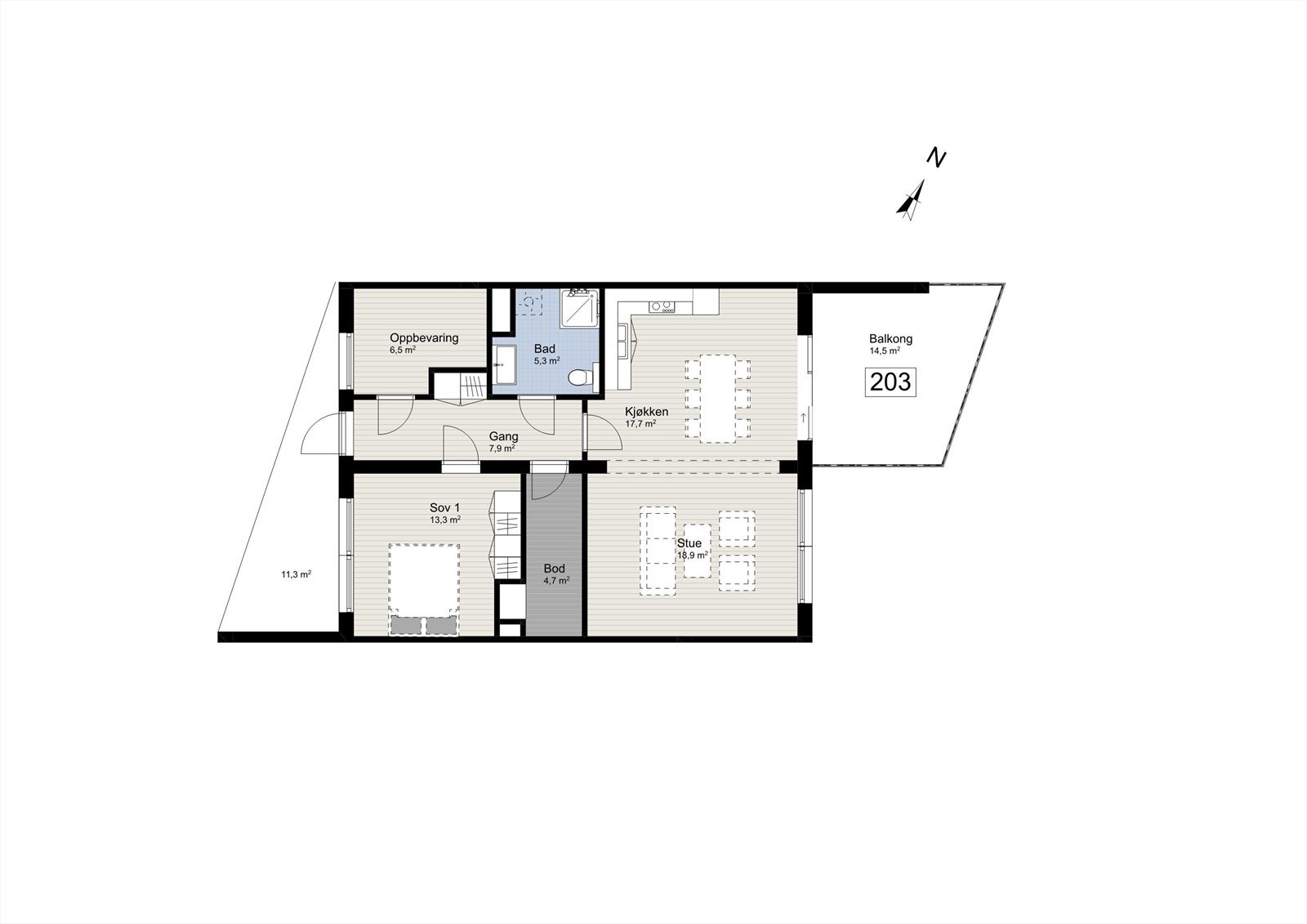 Plantegning leilighet 203 Galleribilde