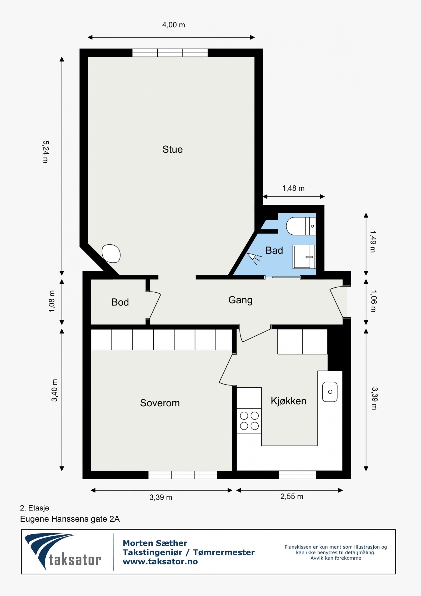 Planløsning for Eugene Hanssens gate 2A - 2. Etasje Galleribilde