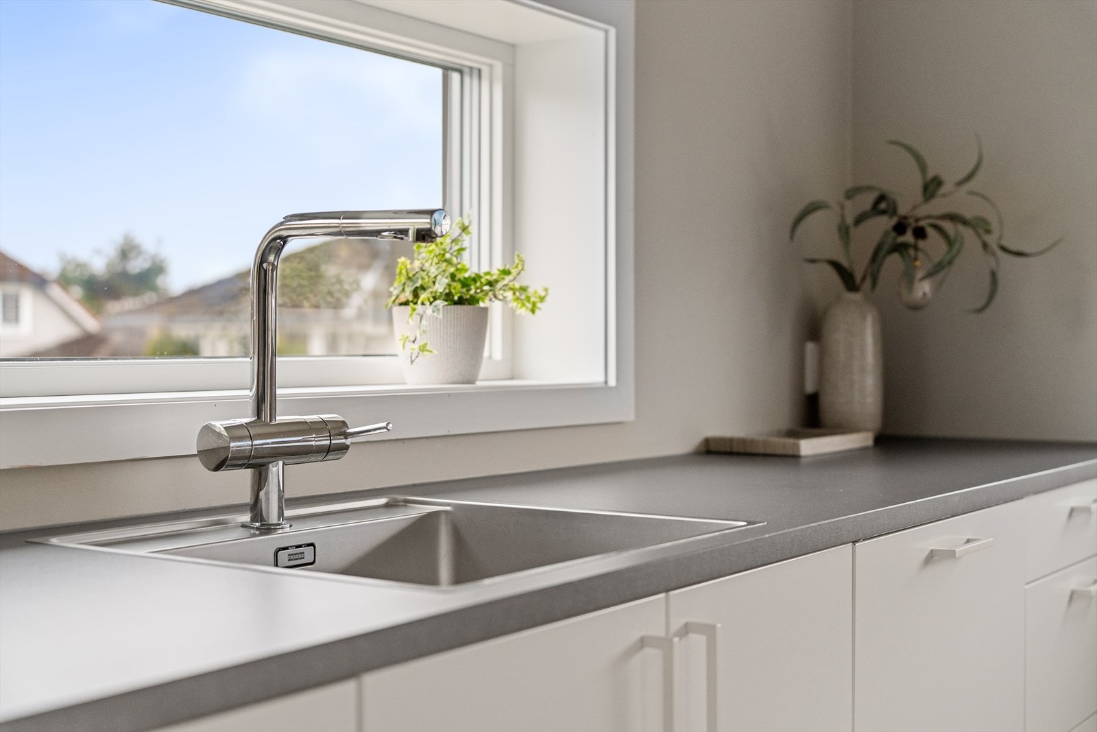 Ett-greps kjøkkenkran med uttreksslange. Galleribilde