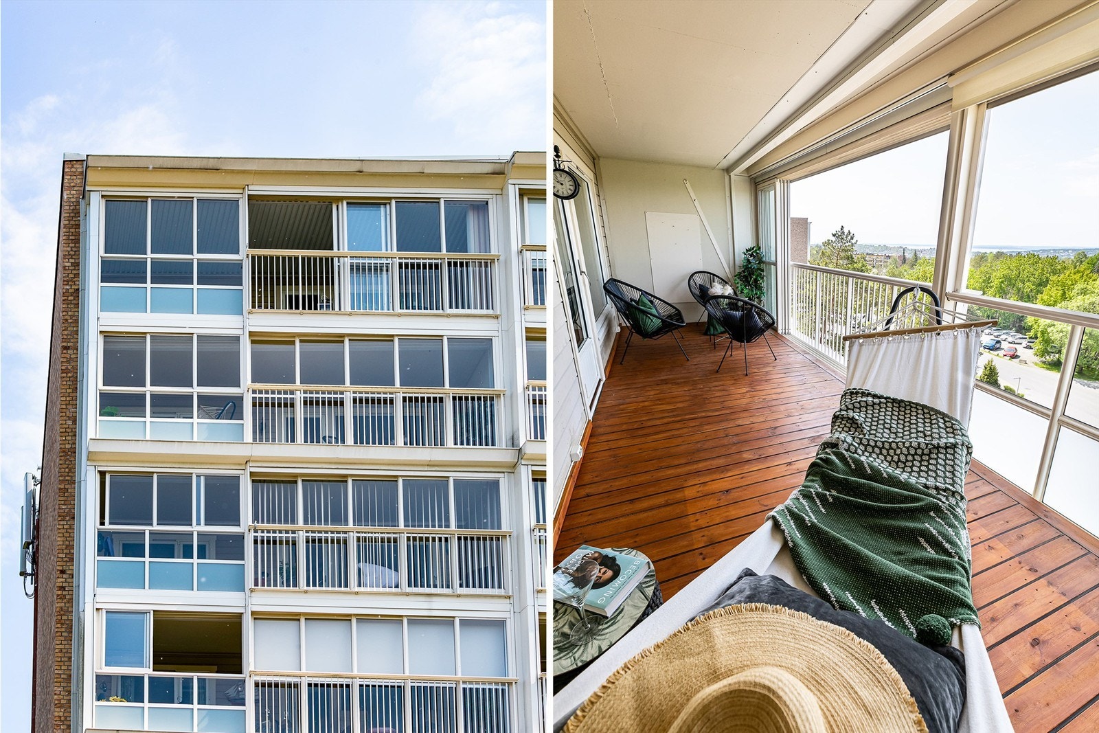 Leiligheten er luftig beliggende i tredje etasje, med balkong på begge sider. Galleribilde