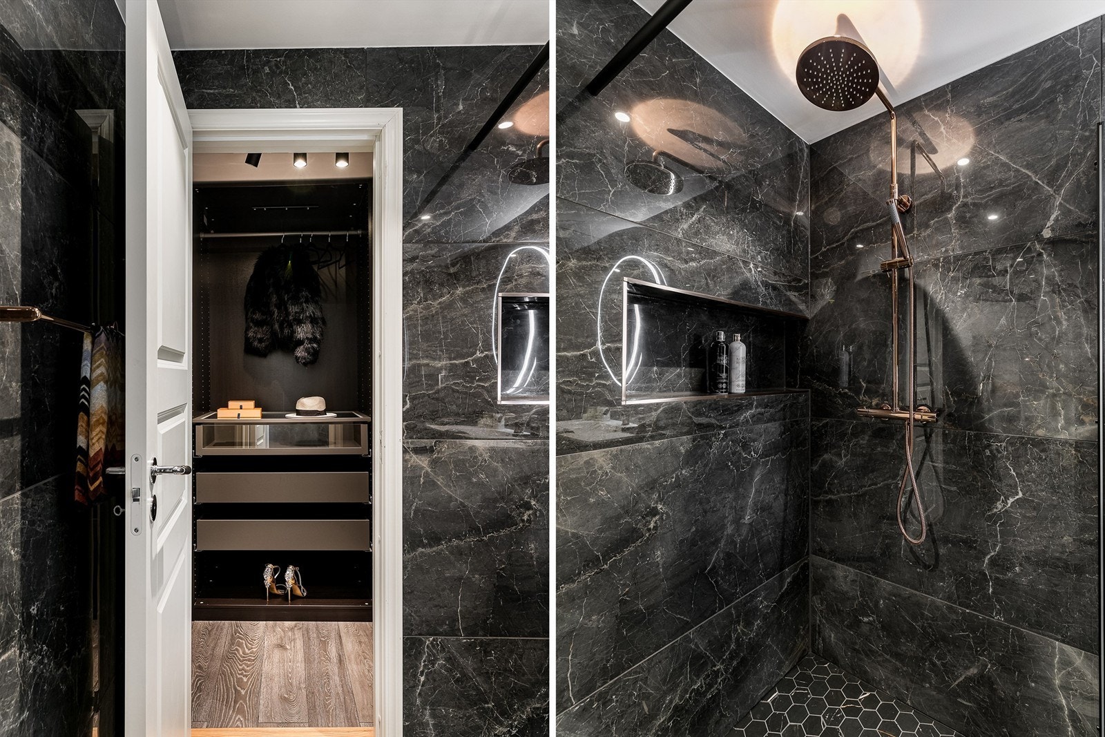 Via omkledningsrommet kan du gå direkte til badet, en løsning som oppleves svært praktisk i det daglige. Galleribilde