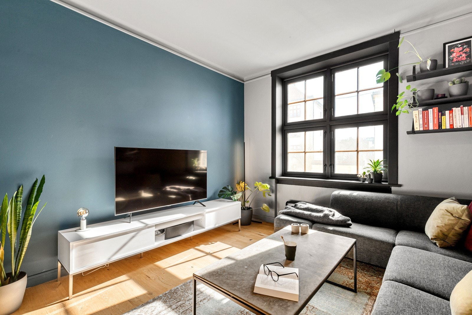 God plass til sofagruppe, spisegruppe og TV- løsning. Galleribilde