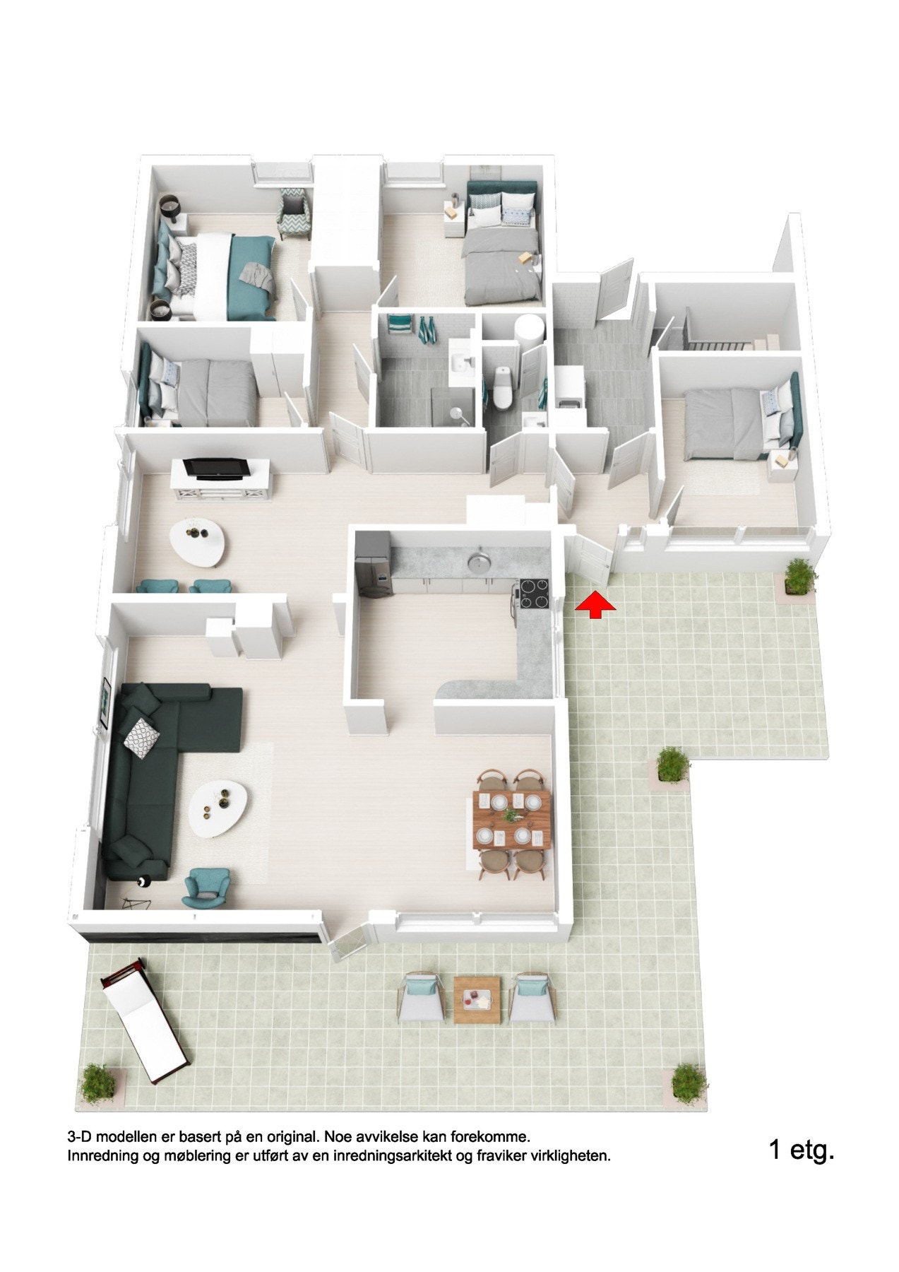 Plantegning 1.etg. 3D Galleribilde