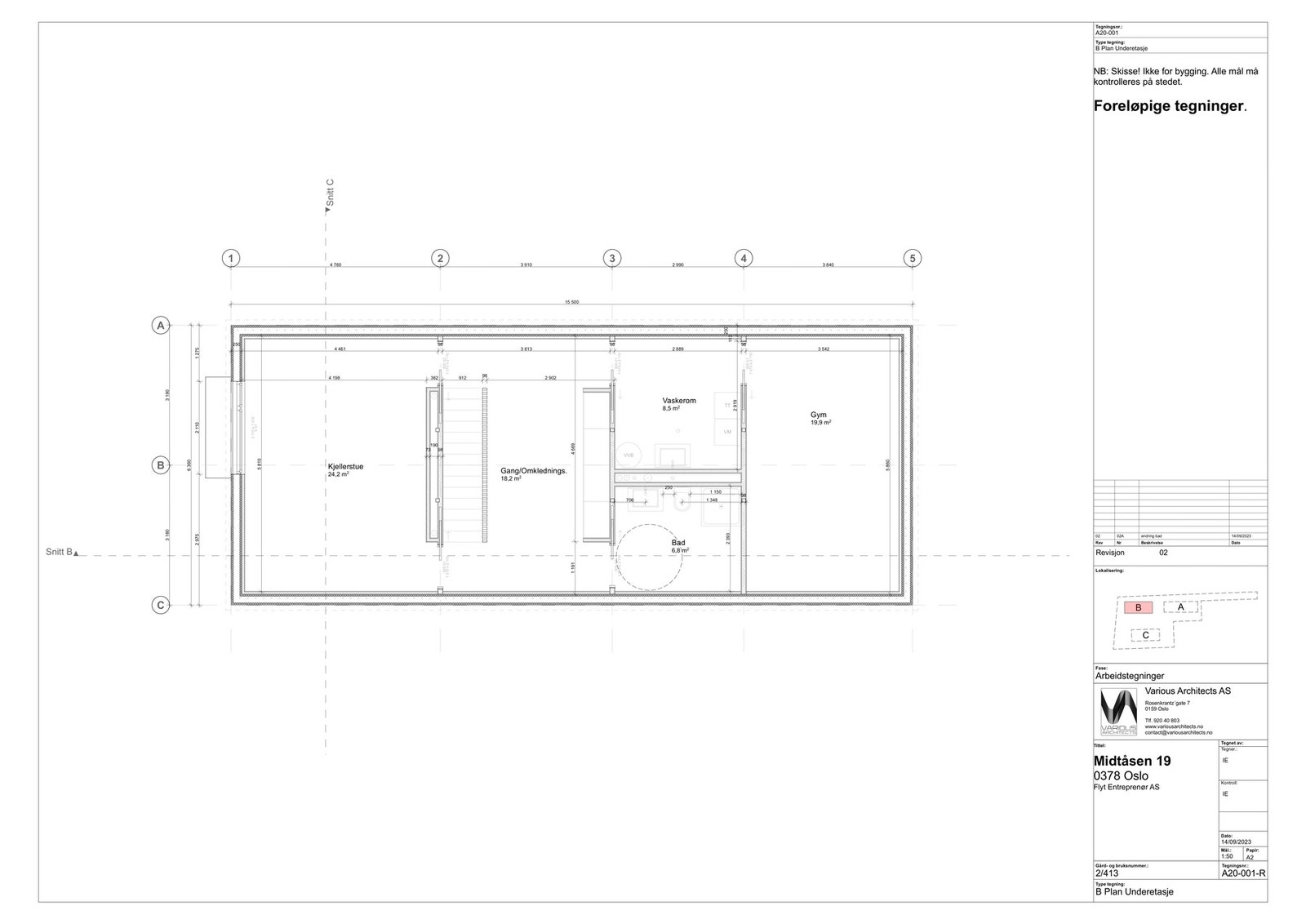 Plantegning underetasje. Galleribilde
