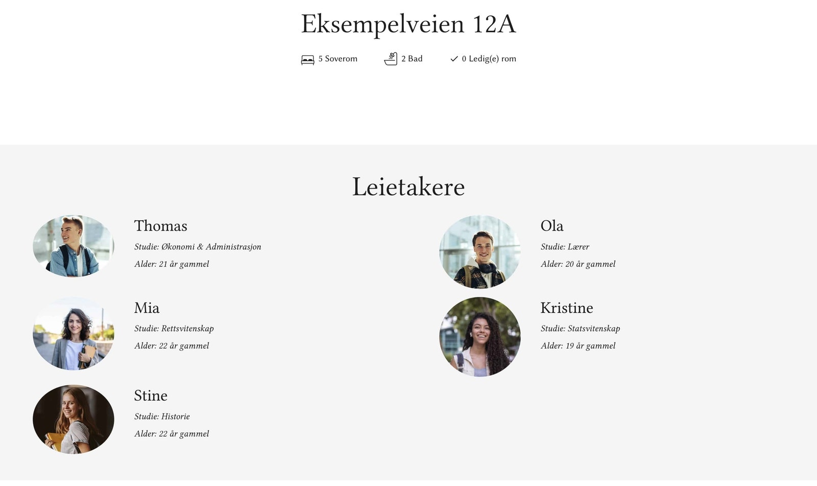 Sjekk ut hjemmesiden med info om leietakerne i kollektivene våre Galleribilde