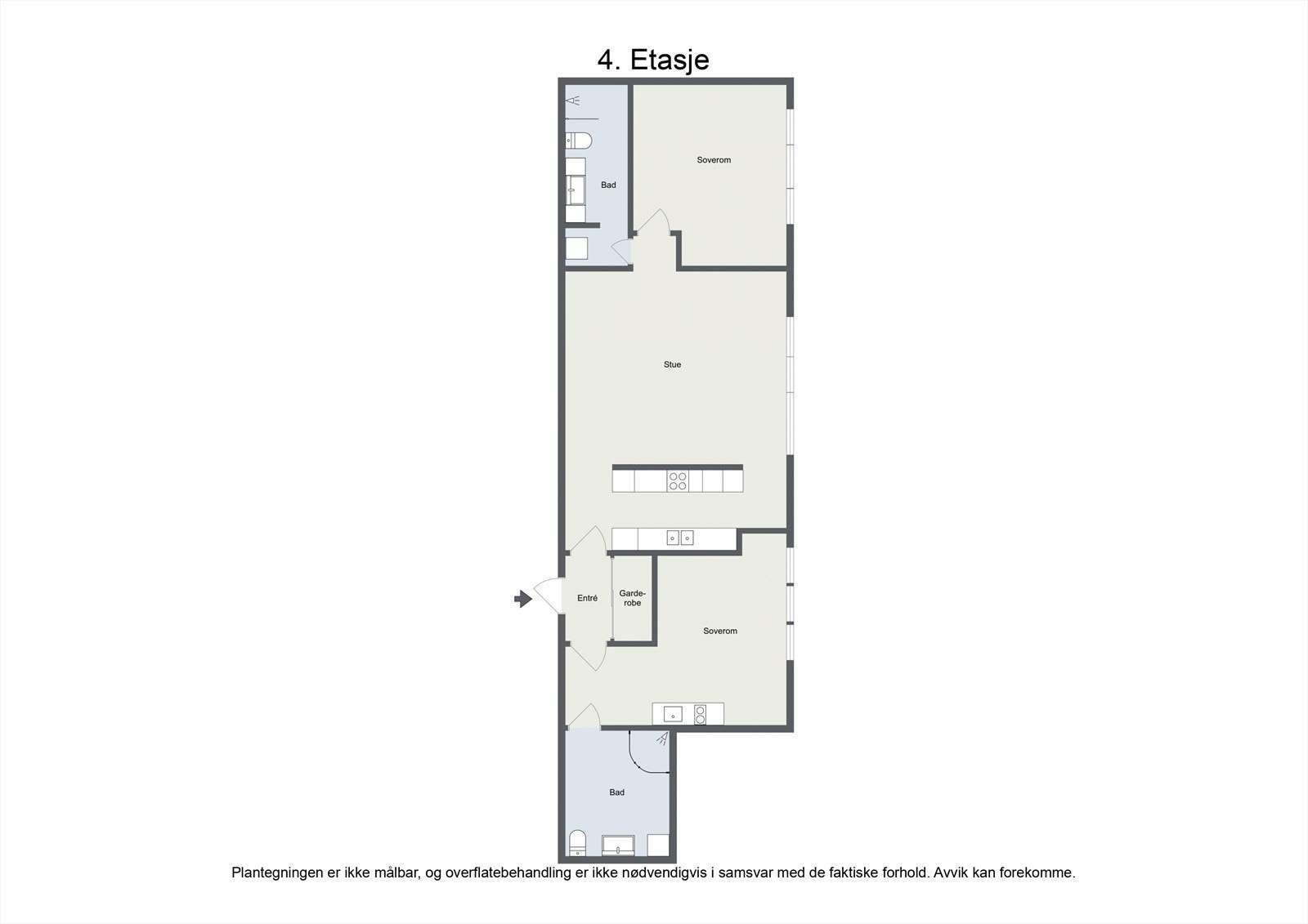 Plantegning: 2-roms leilighet og 1-roms hybel. Galleribilde