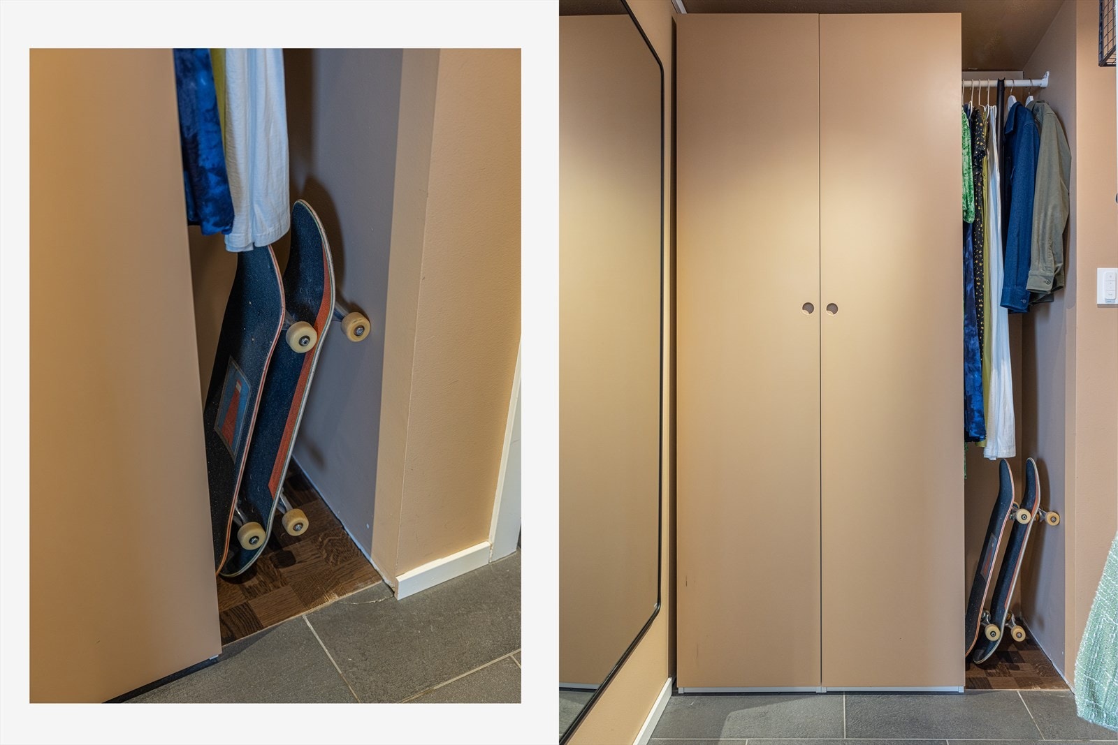 Stilren garderobe i entreen Galleribilde